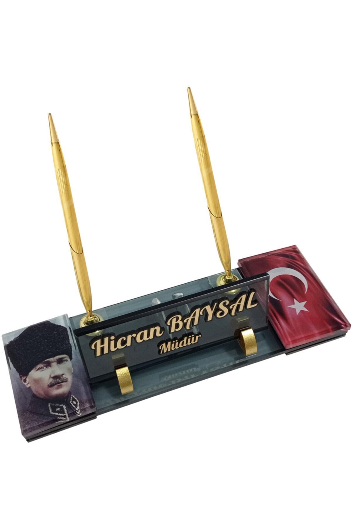 Sentez Masa Üstü İsimlik Lüks Atatürk Kristal Masa Isimliği