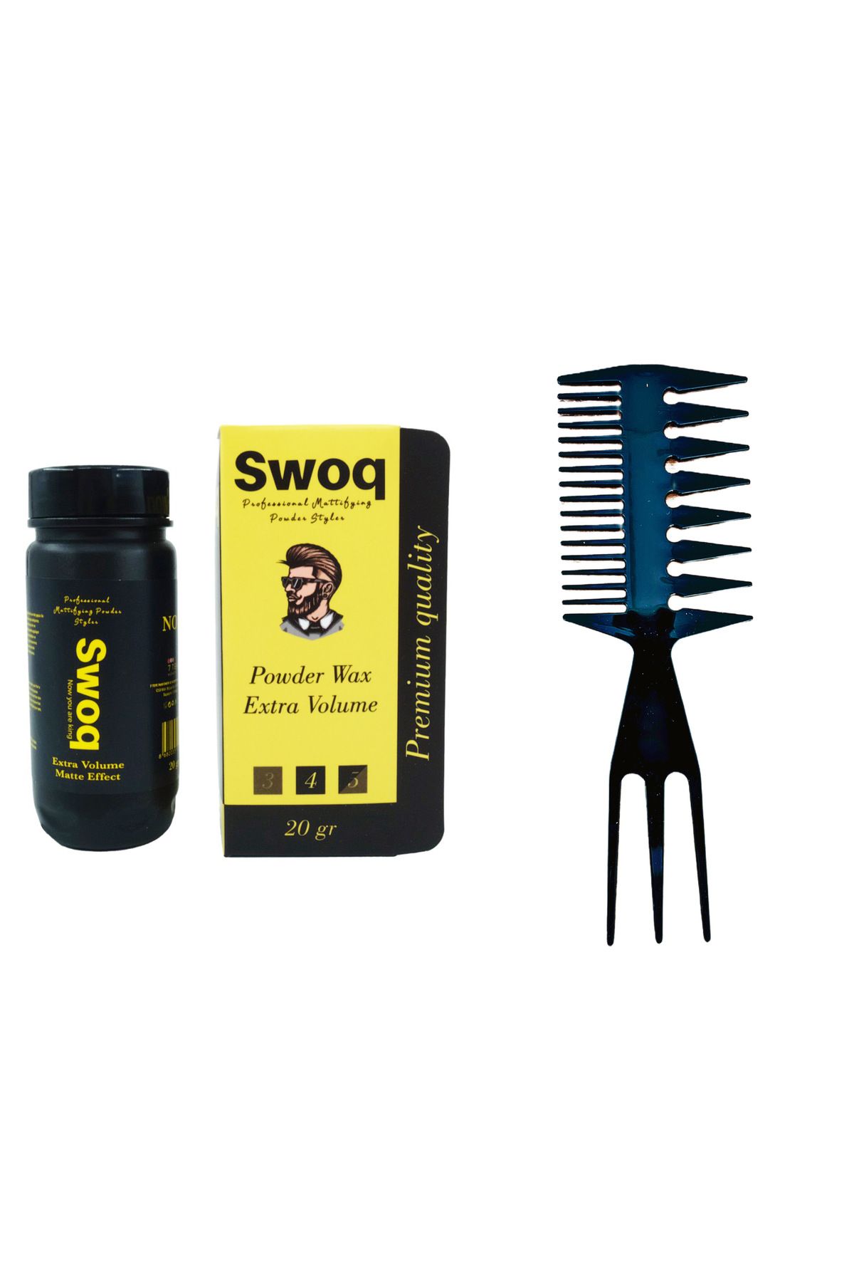 SWOQ SAÇ ŞEKİLLENDİRİCİ PUDRA WAX NO:2 20GR & SWOQ ÇATAL ŞEKİL TARAĞI