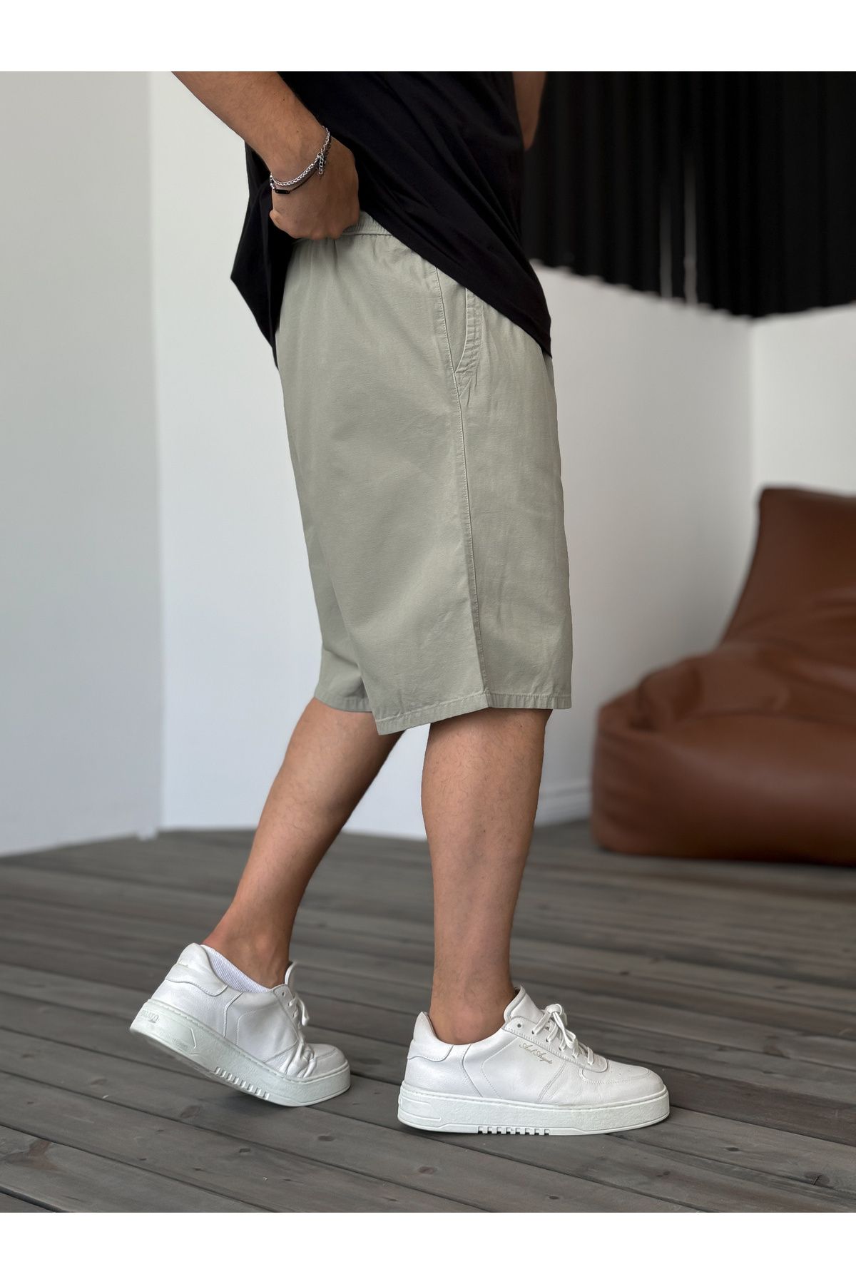 BYBASICMAN-Khaki Basic Gabardine Shorts Df-2027/2040 4