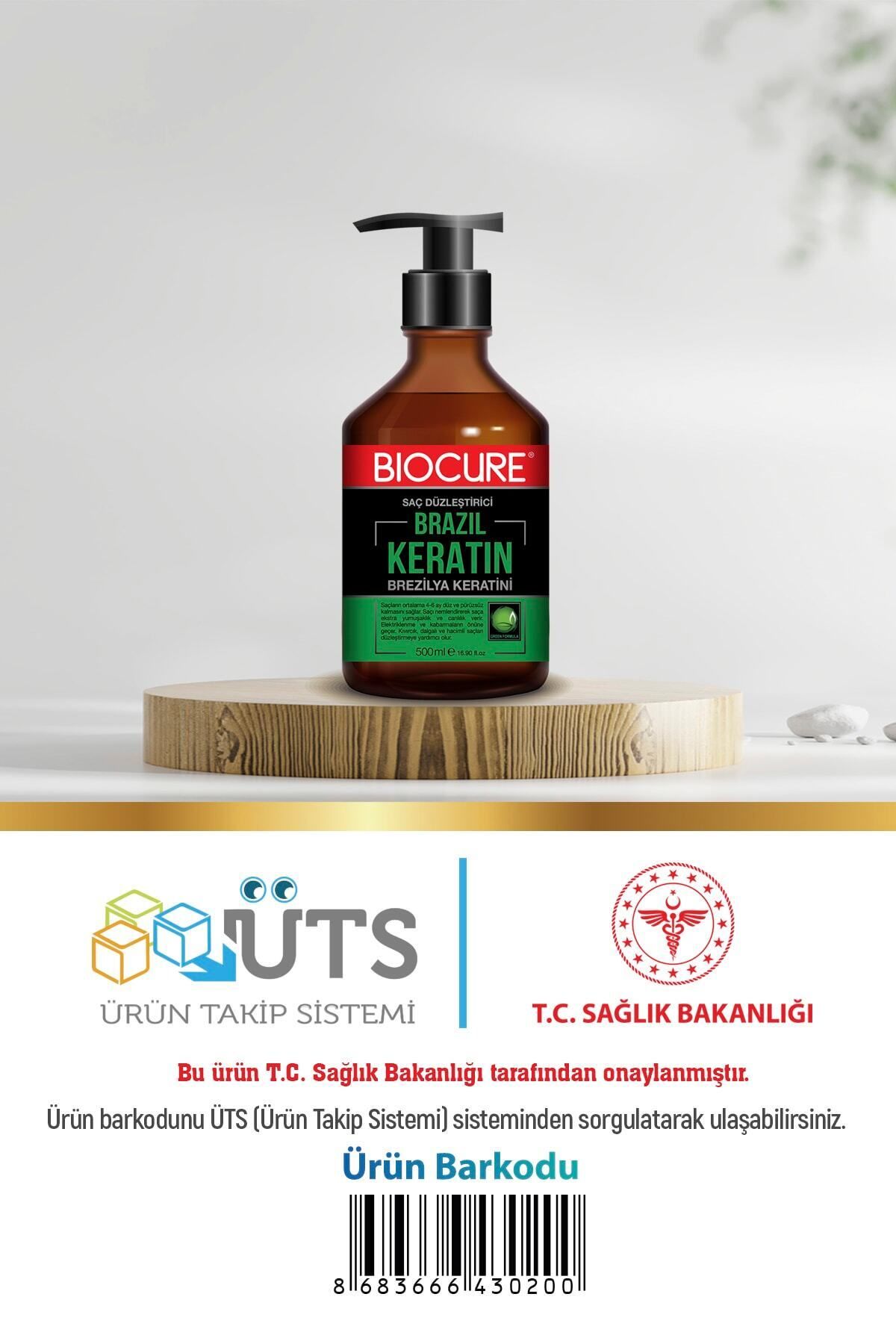 Biocure Saç Düzleştirici Keratin Bakımı Brezilya Fönü 500 ml + Parabensiz, Arındırıcı Tuzsuz Şampuan 500ml-6