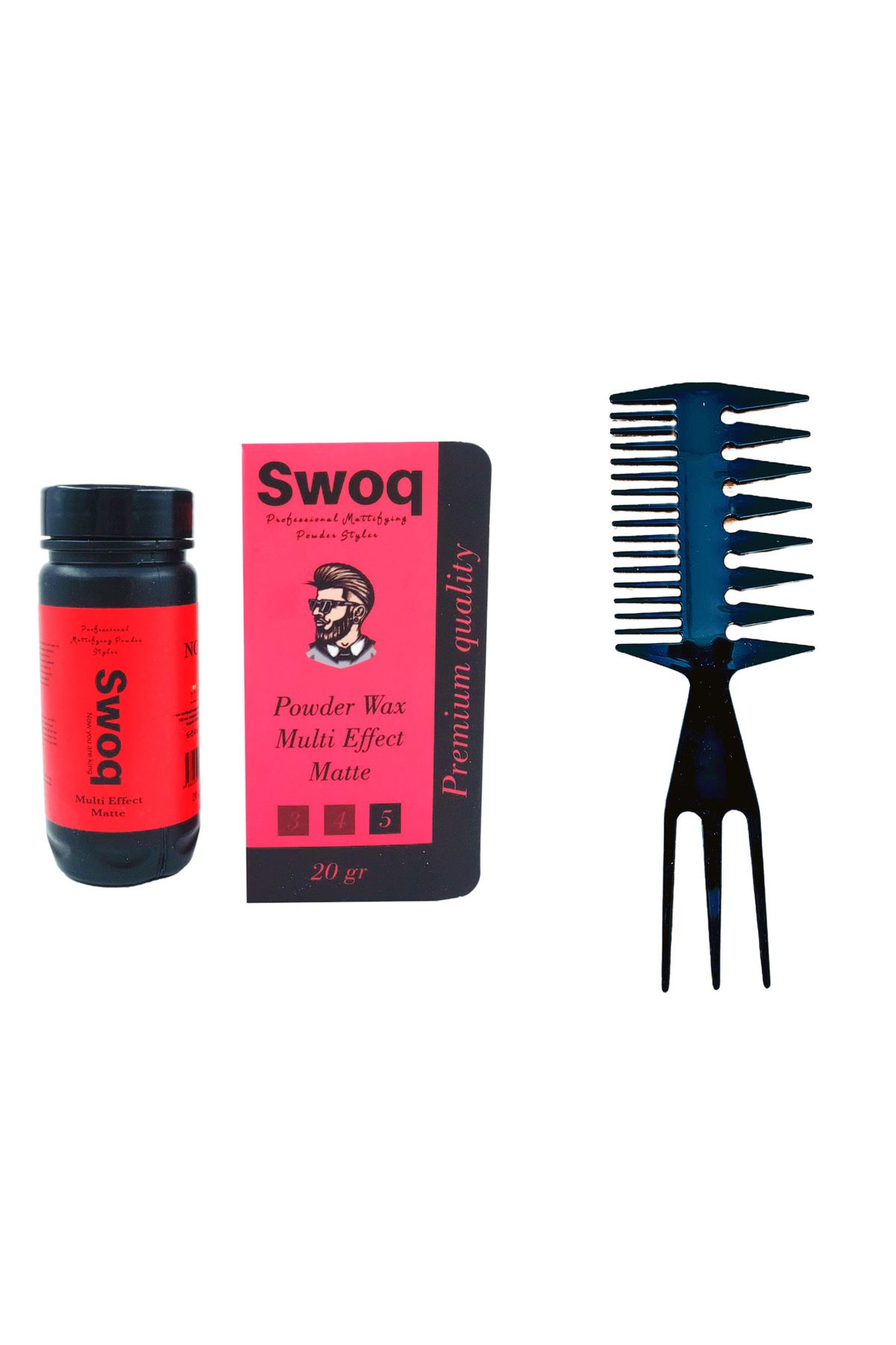 SWOQ Saç Şekillendirici Pudra Wax No:3 20gr & Çatal Şekil Tarağı