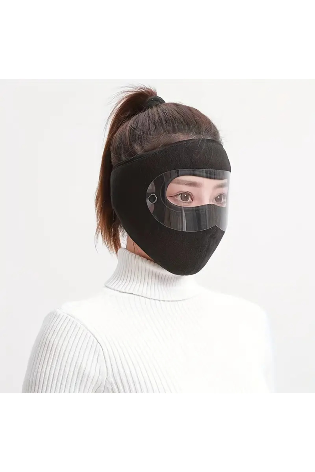 Mucizelerevi Motosiklet Bisiklet ve Kayak İçin Uygun Maske Göz ve Yüz Rüzgar Korumalı Termal Polar Maske Siyah