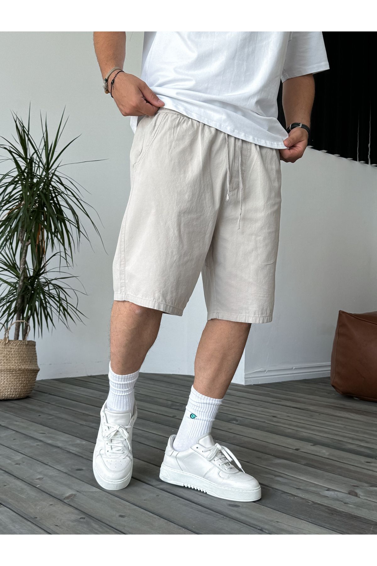BYBASICMAN-Beige Basic Gabardine Shorts Df-2027/2040 3