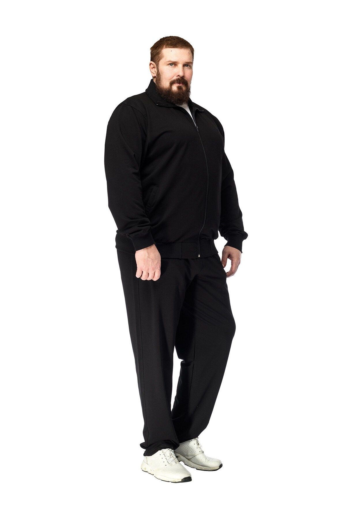 BlackHorn-Black Horn Plus Size Men's Half Turtleneck Front Zipper Black Tracksuit Set 5