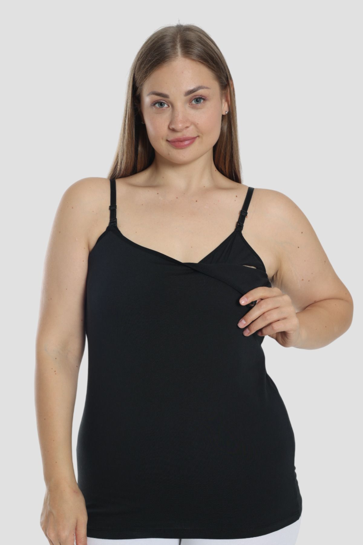 Arma Yıldız-Black Cotton Lycra Women's Breastfeeding Tank Top 1