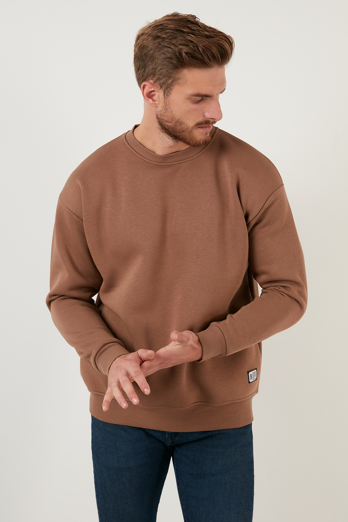 Buratti Regular Fit Bisiklet Yaka Pamuklu İçi Tüylü Yumuşak Şardonlu Sweat Erkek SWEAT 5905255 görsel 7
