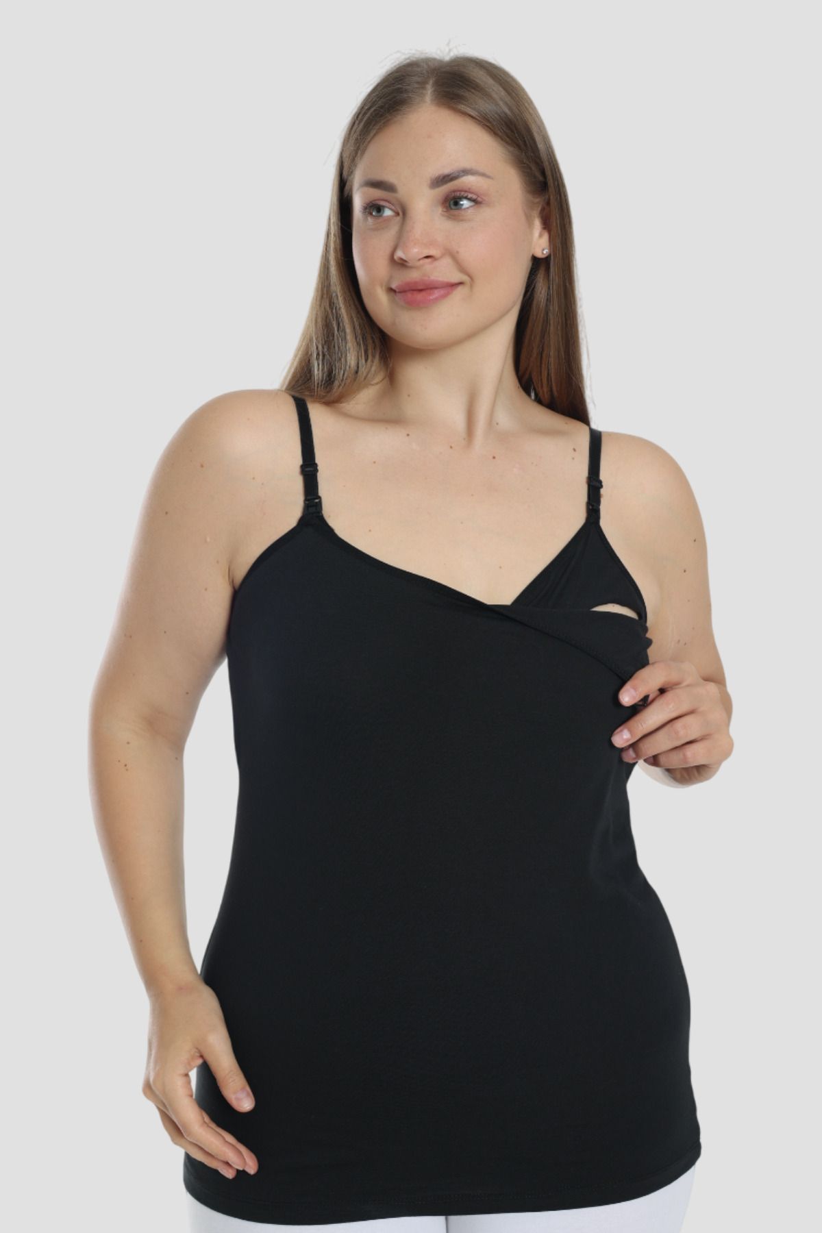 Arma Yıldız-Black Cotton Lycra Women's Breastfeeding Tank Top 2