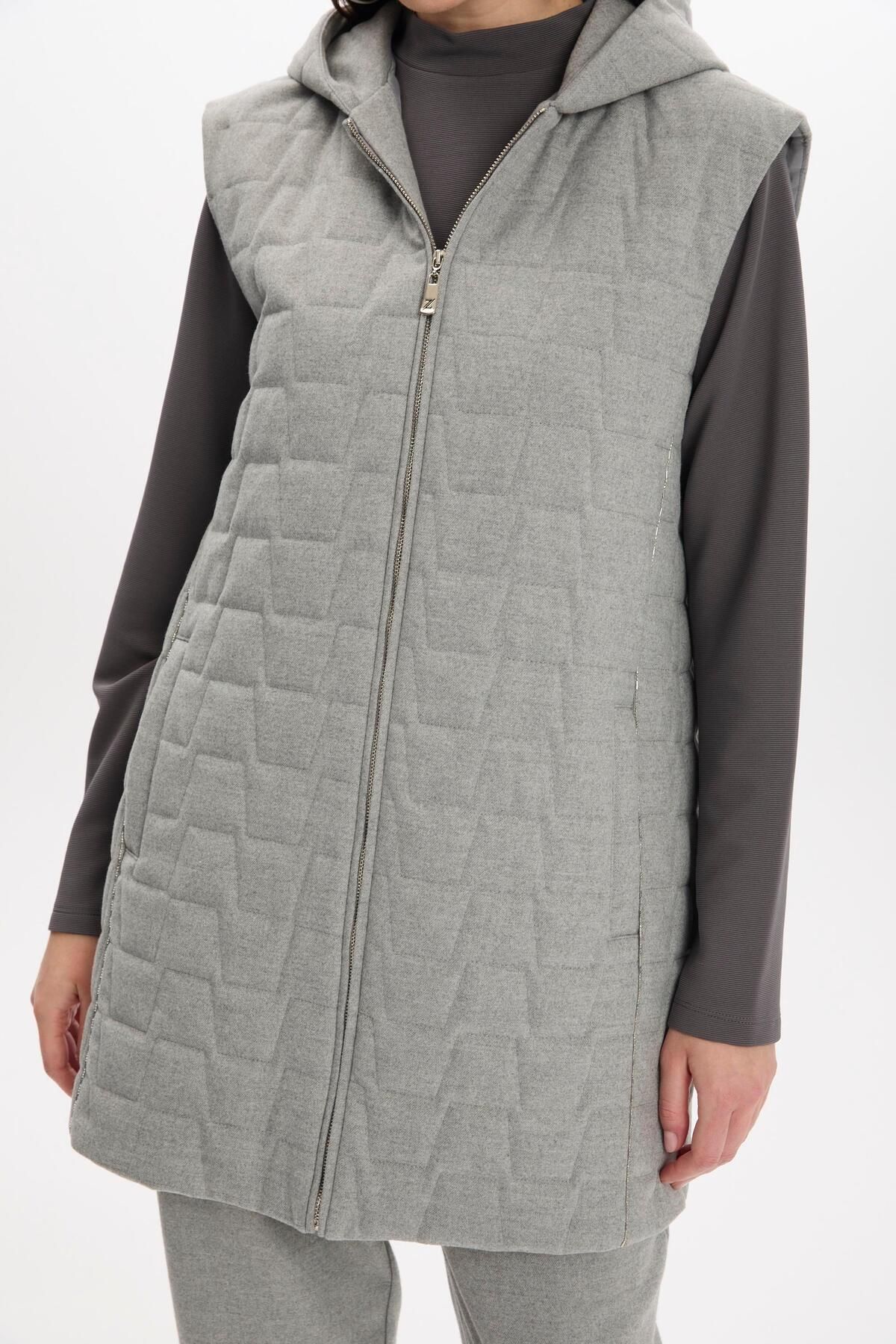 Zühre-Gray Quilted Patterned Hooded Double Set - Tk-1347 2