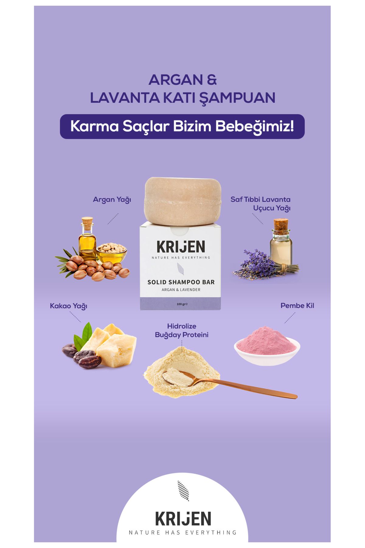 Krijen Argan & Lavanta Katı Şampuan 100 Gr-3