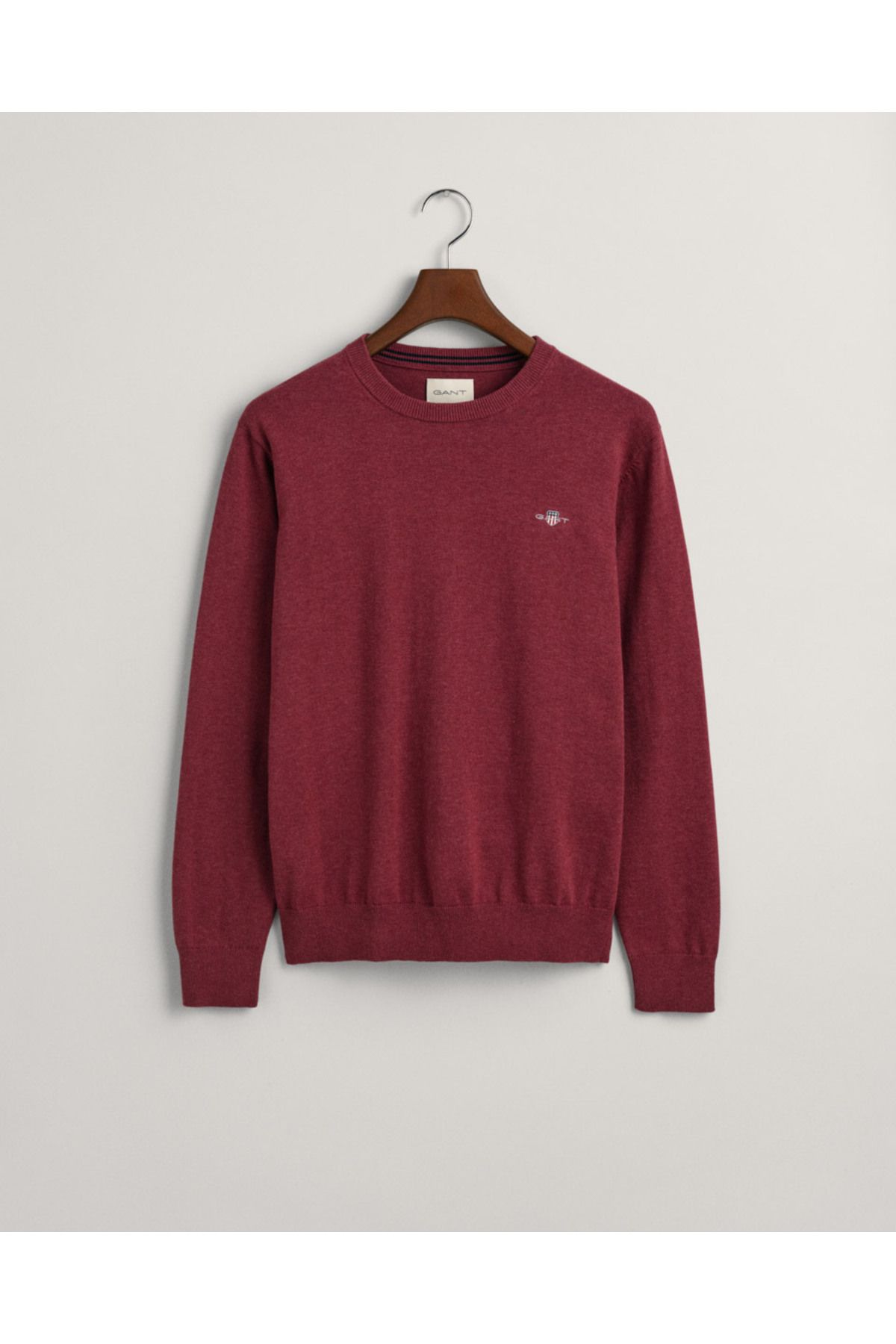 Gant-Men's Claret Red Regular Fit Crew Neck Sweater 3