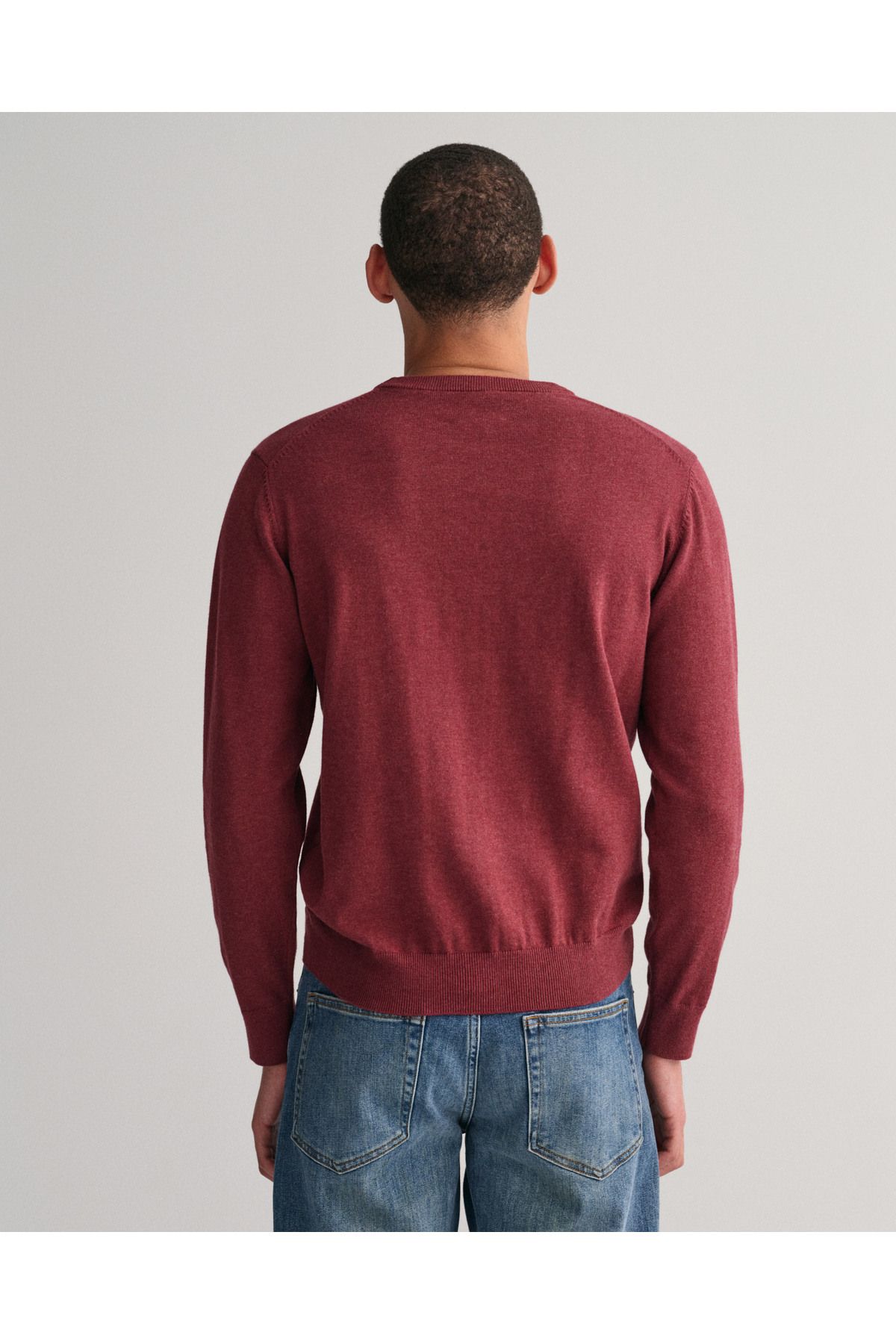 Gant-Men's Claret Red Regular Fit Crew Neck Sweater 2