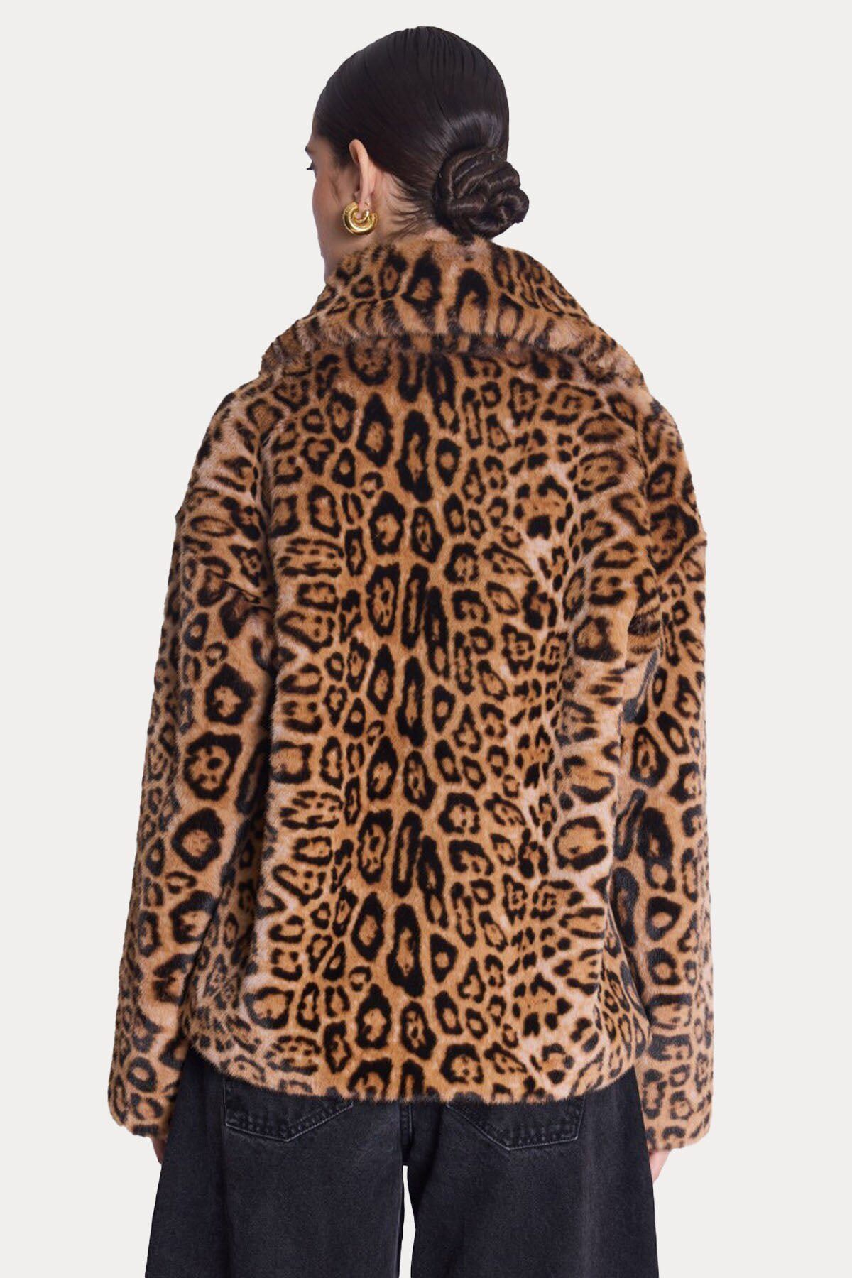 Berenice-Millia Leopard Print Plush Jacket 7