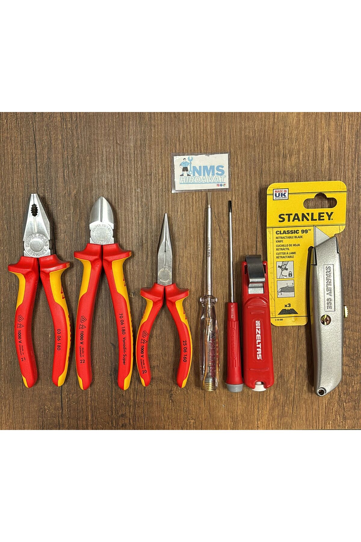 Knipex 7 Parça 1000 V Tam Profesyonel Usta Seti 180 Pense 180 Yan