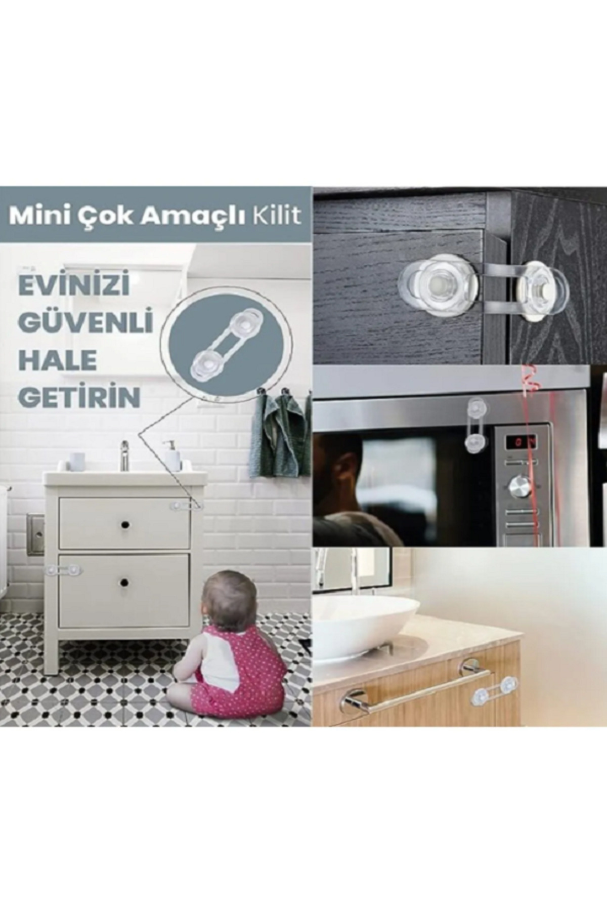HappiestBaby 2 Adet Mini Çok Amaçlı Dolap Kapak Çekmece Mobilya Kilidi fotoğrafı 6 (önizleme)