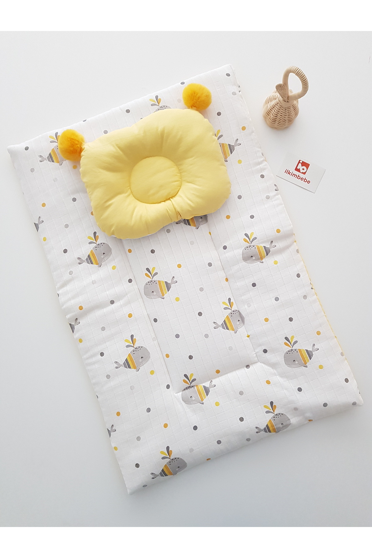 ib ilkimbebe Battaniyeli Bebek Alt Açma Seti, Minderi , Müslin, Bebek Yastığı, Yenidoğan, Beşik , Bebek Ürünleri fotoğrafı 4 (önizleme)