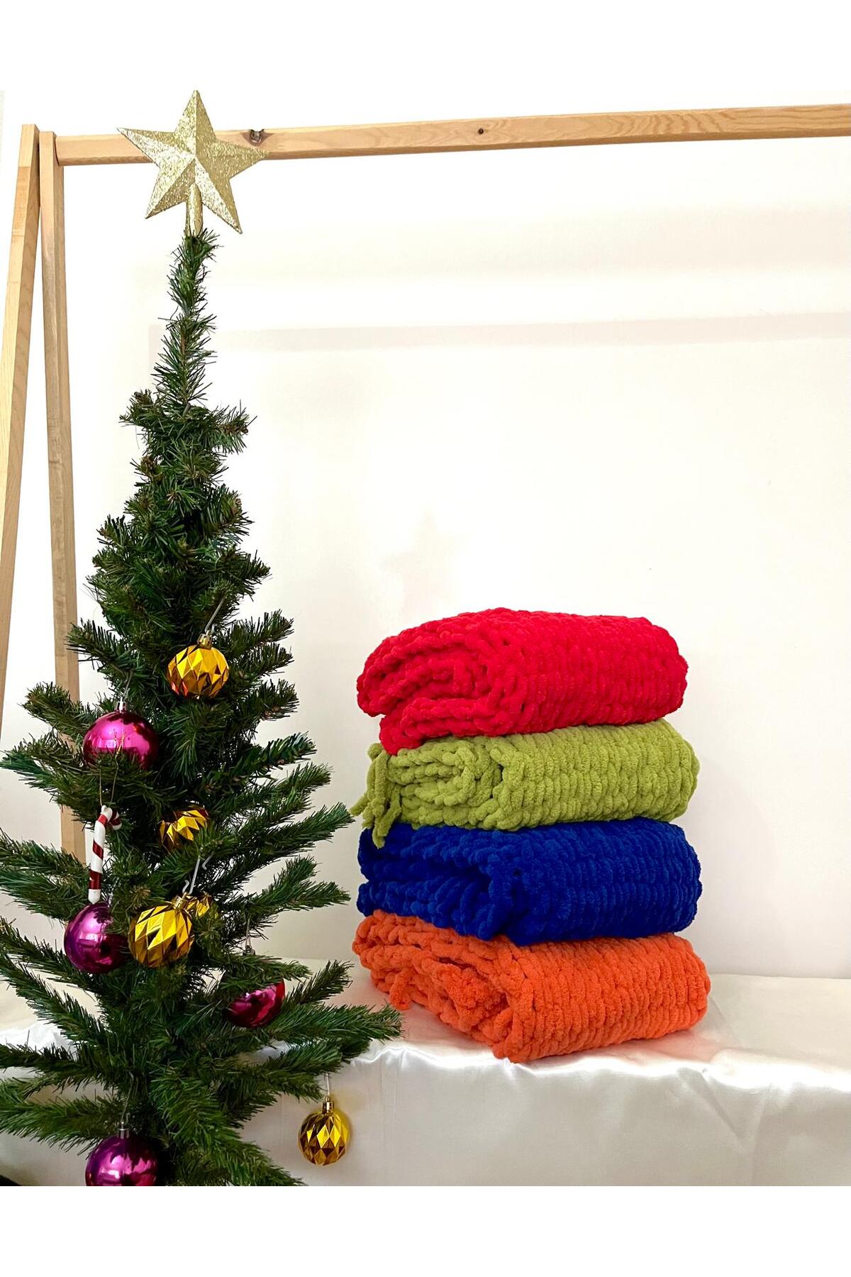 Fulya Accessories EL YAPIMI LACİVERT PUFFY ATKI görsel 5