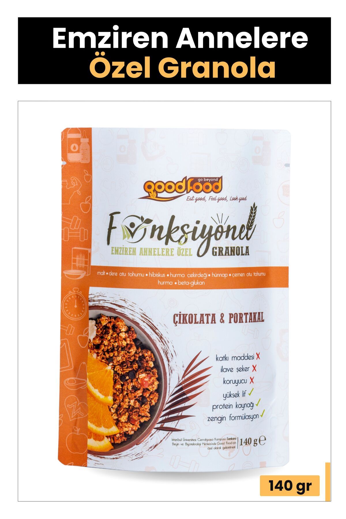 Good Food Portakal & Çikolata Granola 140 gr