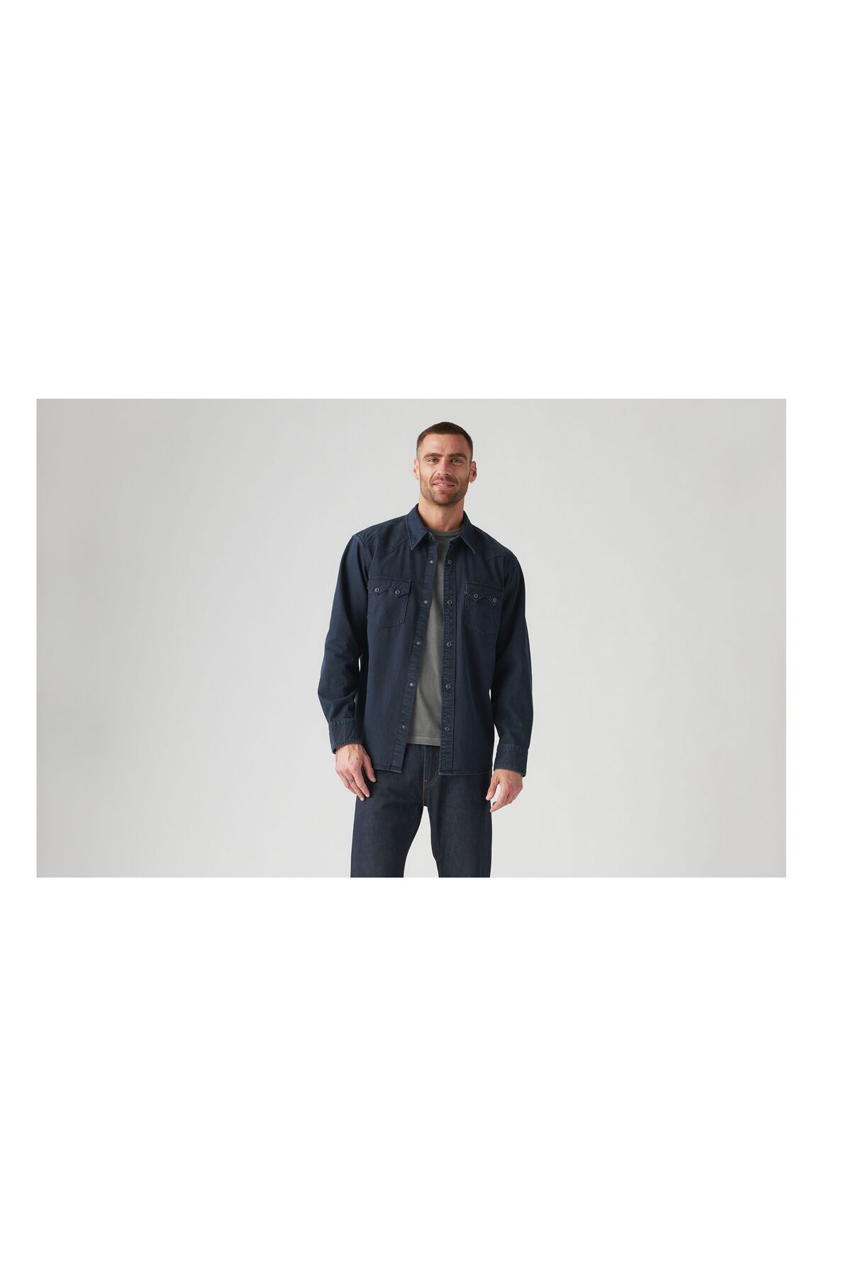 Levi's-Sawtooth Rlx Fit Western Burke Overdye A5751-0007 Men's Black Shirt 1