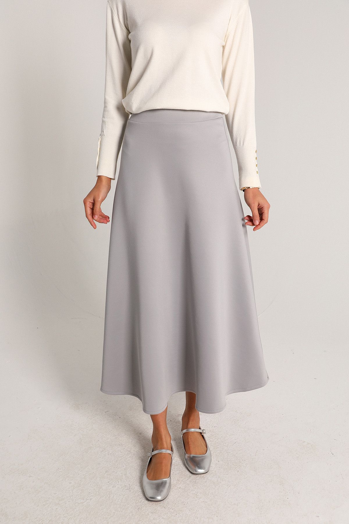 Melike Tatar-Gray Scuba Skirt 62-5076 1