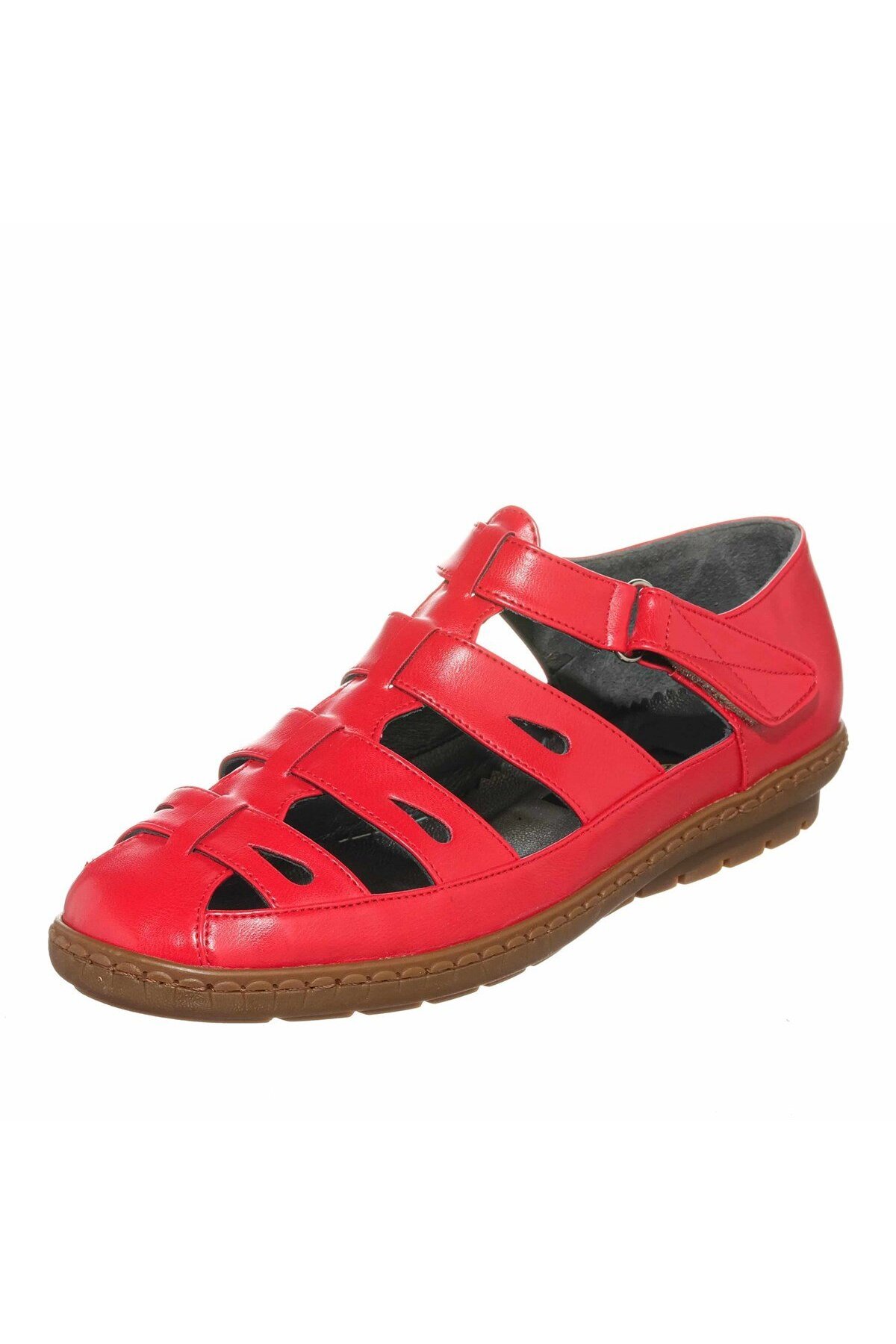 İriadam-Size 41-42-43-44 Drl7018 Pomegranate Flower Summer Shoes Large Size Comfortable Wide Mold Rubber Sole Ballerina Toe 1
