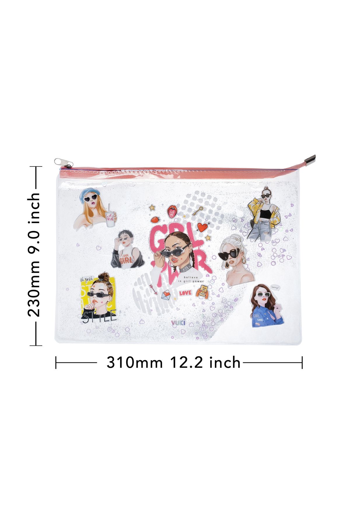 VUKİ-Zipper Clear A4 File with Lurex and Water 5