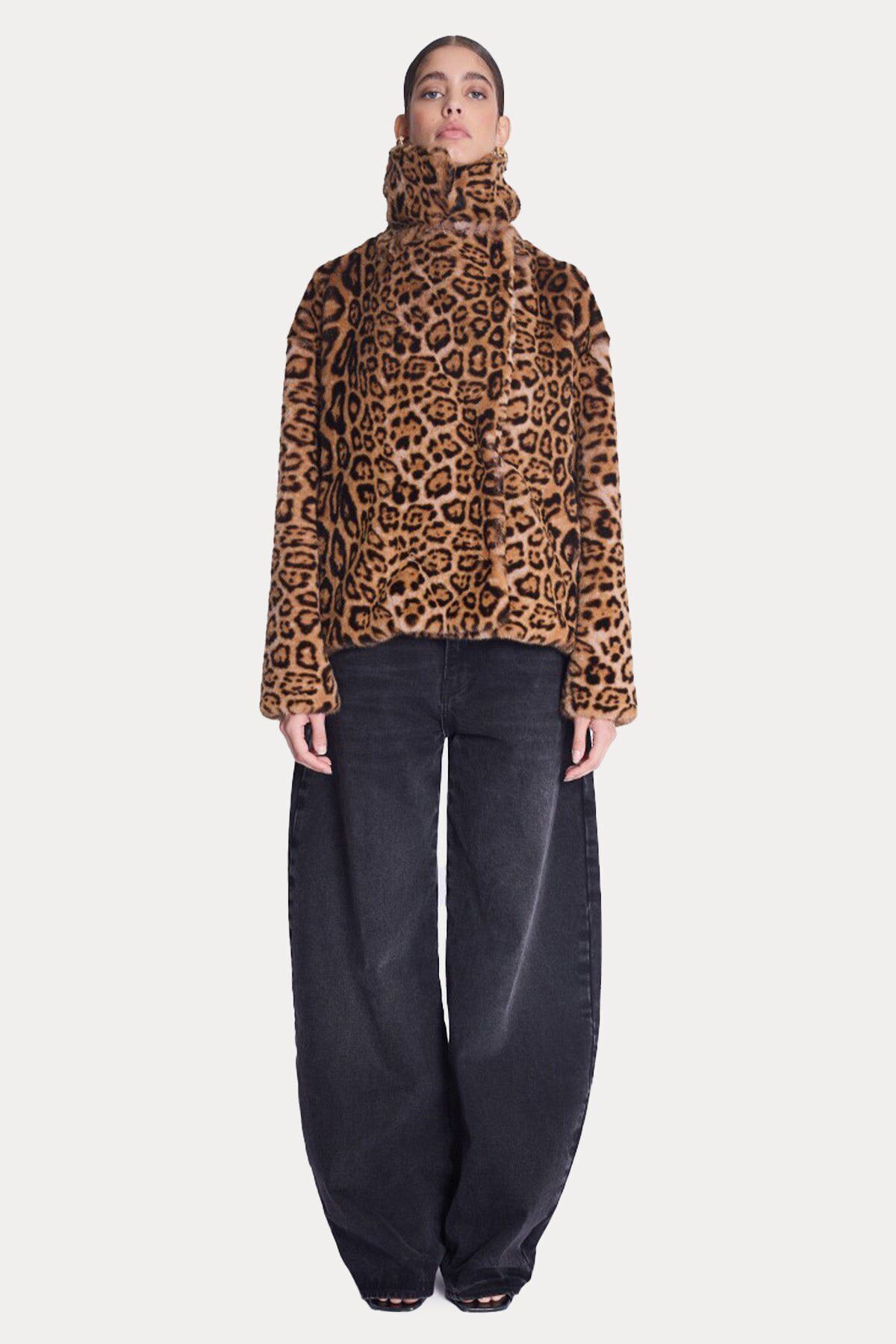 Berenice-Millia Leopard Print Plush Jacket 2