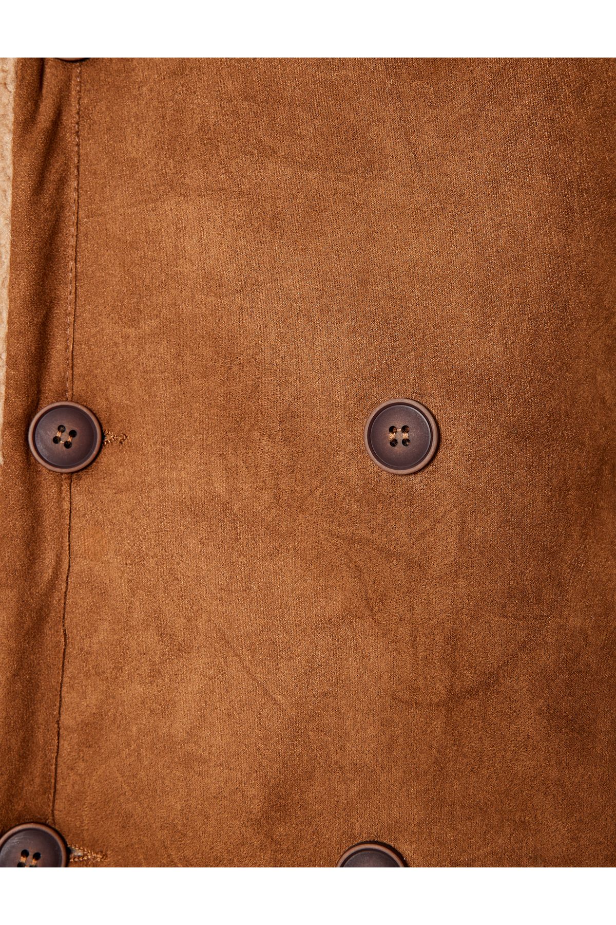 Koton-Slim Fit Coat Suede Look Plush Inside Buttoned 6