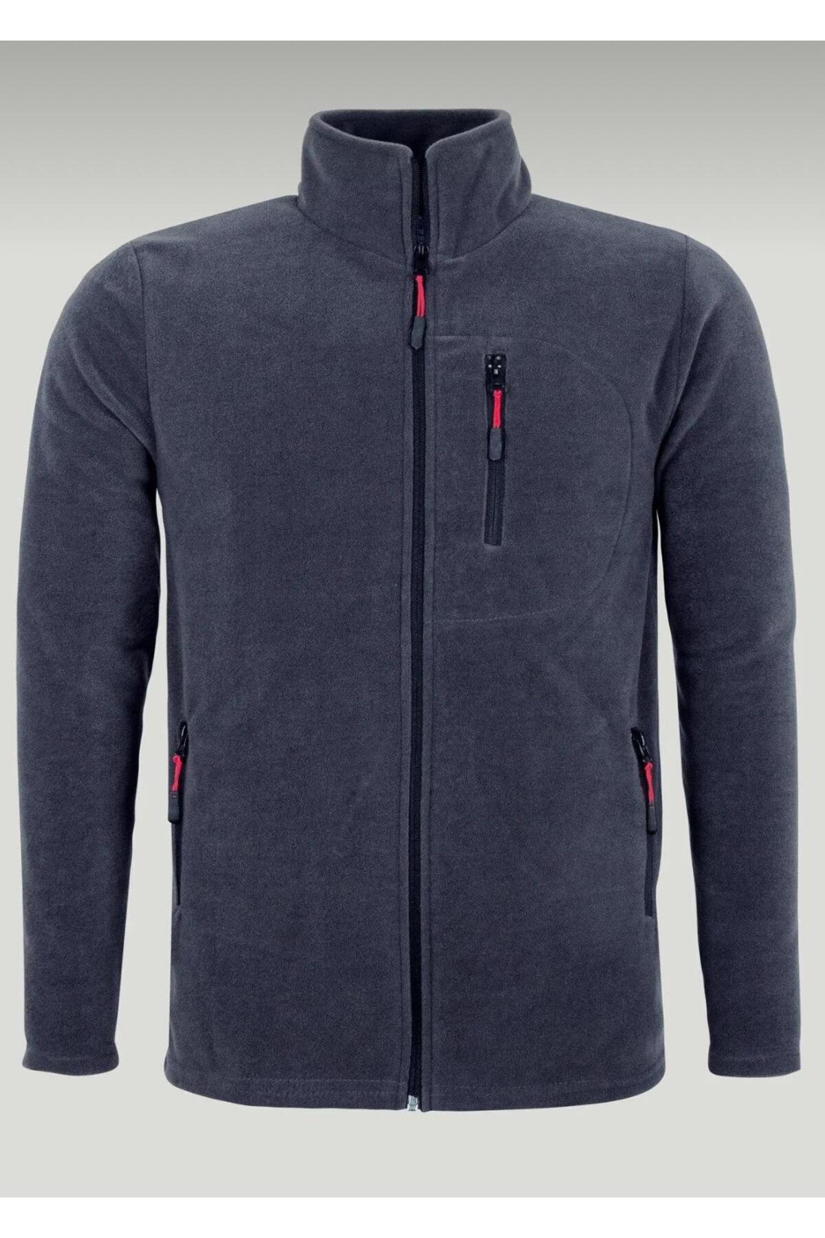 Genel Markalar Erkek Polar Tam Fermuarlı Cepli Outdoor Polar Ceket
