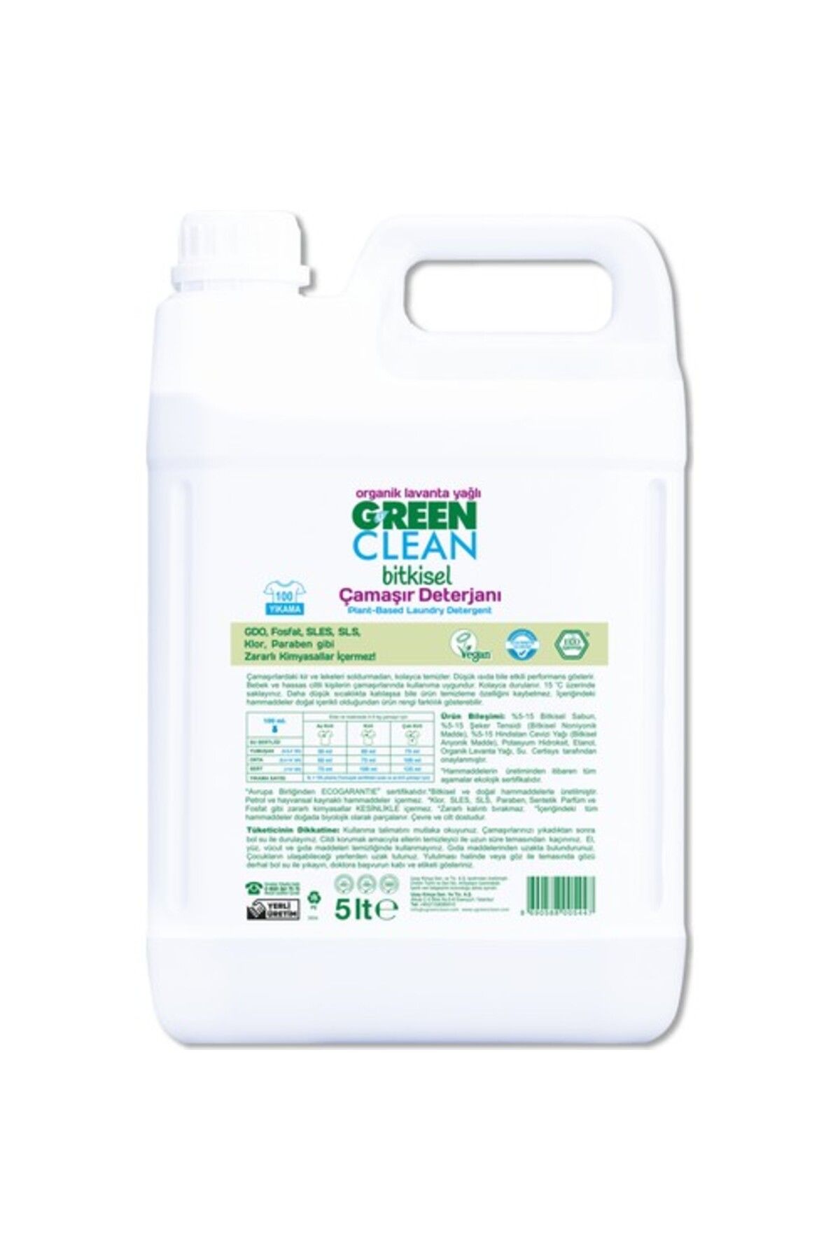 Green Clean Çamaşır Deterjanı Lavanta Yağlı 5 lt