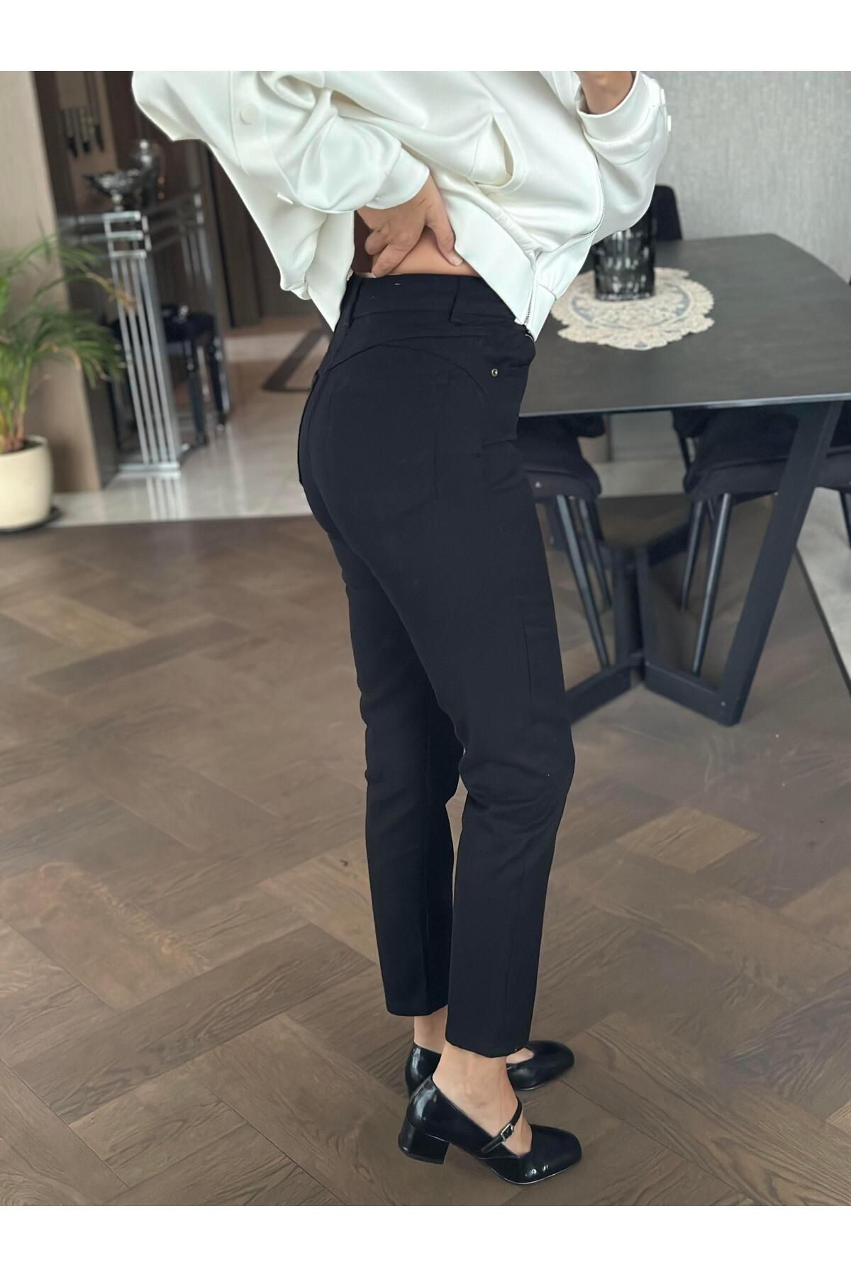 Forlady Butik Siyah Karol Push Up Mom Kadın Jean Pantolon