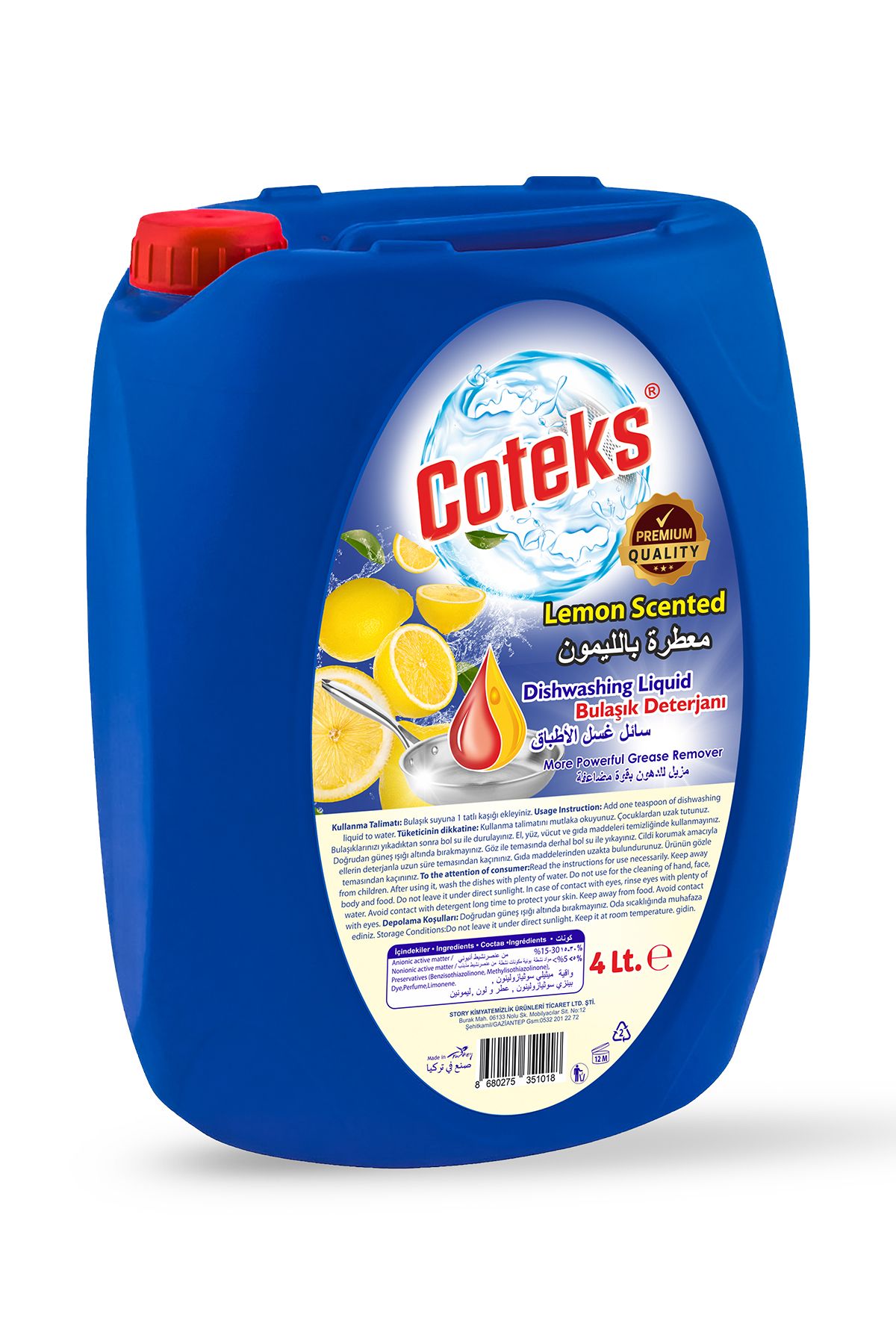 Coteks Limon Kokulu El Bulaşık Deterjanı 4 lt