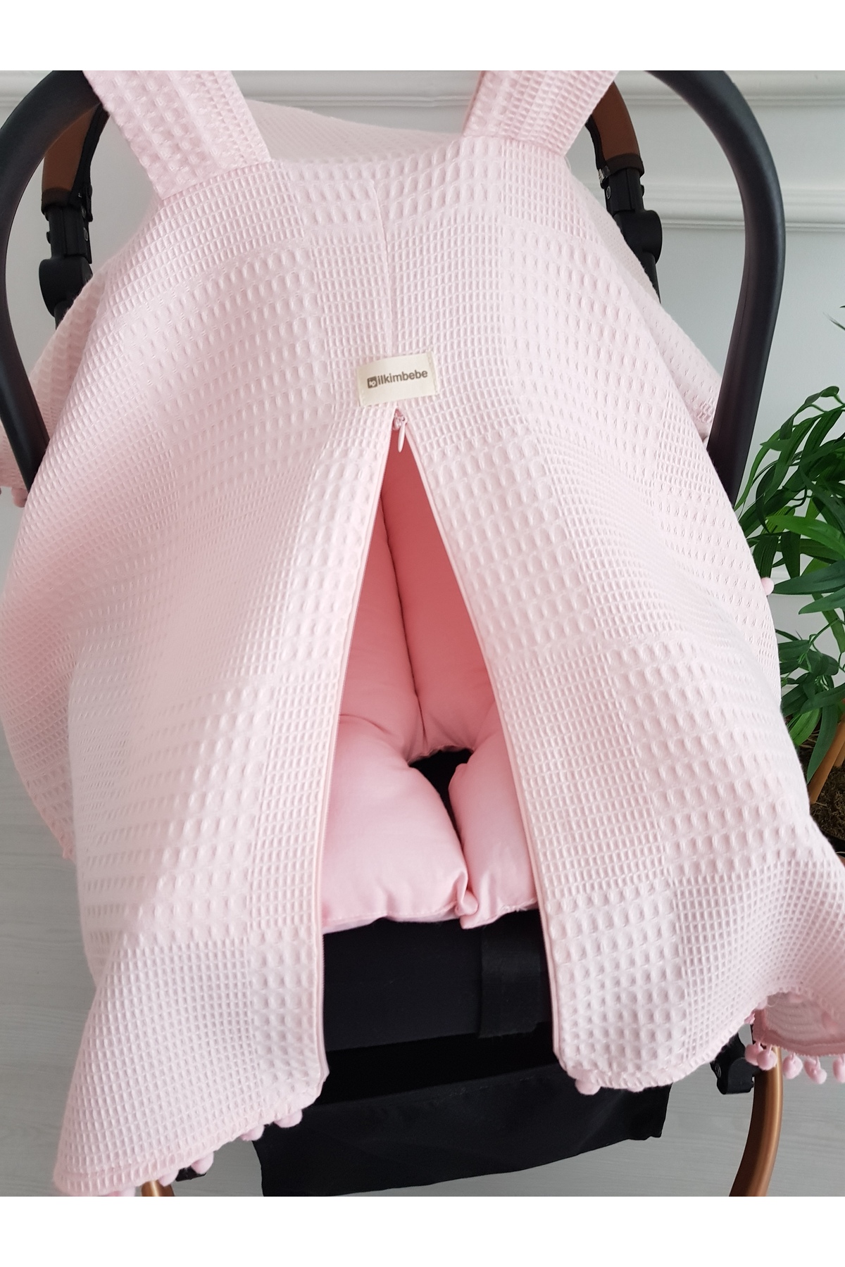 ib ilkimbebe Waffle Pikeli Fermuarlı Bebek Puset Örtüsü ve Çift Taraflı Bebek Puset Minderi fotoğrafı 2 (önizleme)