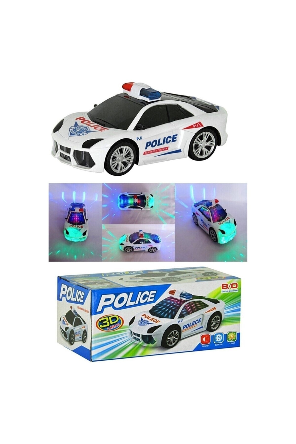 Satış Diyarı Işıklı Müzikli Polis Arabası - Çarp Dön Pilli Polis Arabası - Işıklı Sesli Oyuncak Araba fotoğrafı 2 (önizleme)