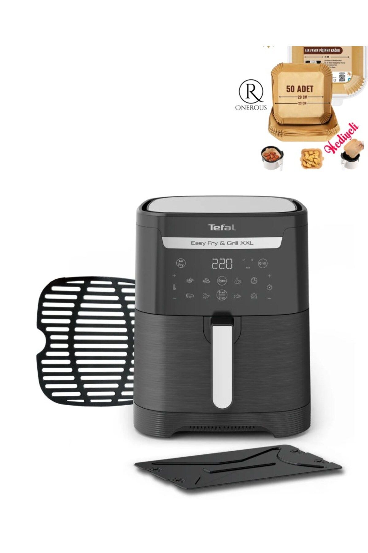 TEFAL Geniş Kapasiteli 6.5 Lt  Easy Fry & Grill & Xxl Yağsız Fritöz Airfryer, Ey8018 +pişirme Kağıdı