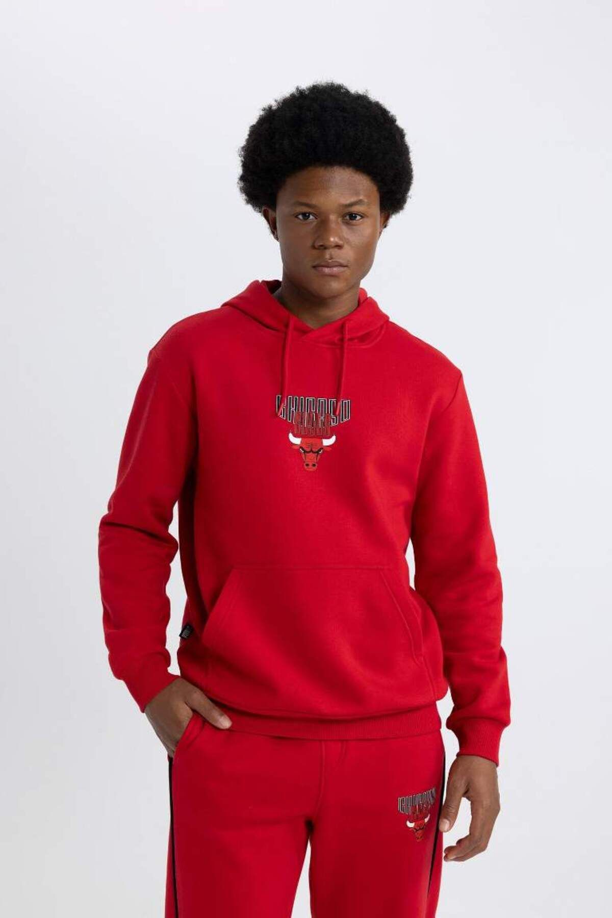 DeFacto-Defactofit - Nba Chicago Bulls Pocket Hooded Sweatshirt 4