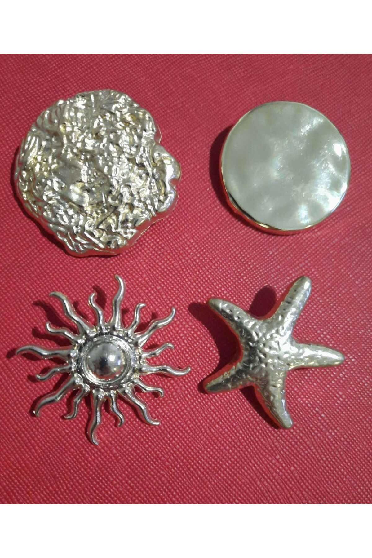beynaaksesuar-Z.A.R.A Combined Set of 4 Grand Gold Color Buttons, 3