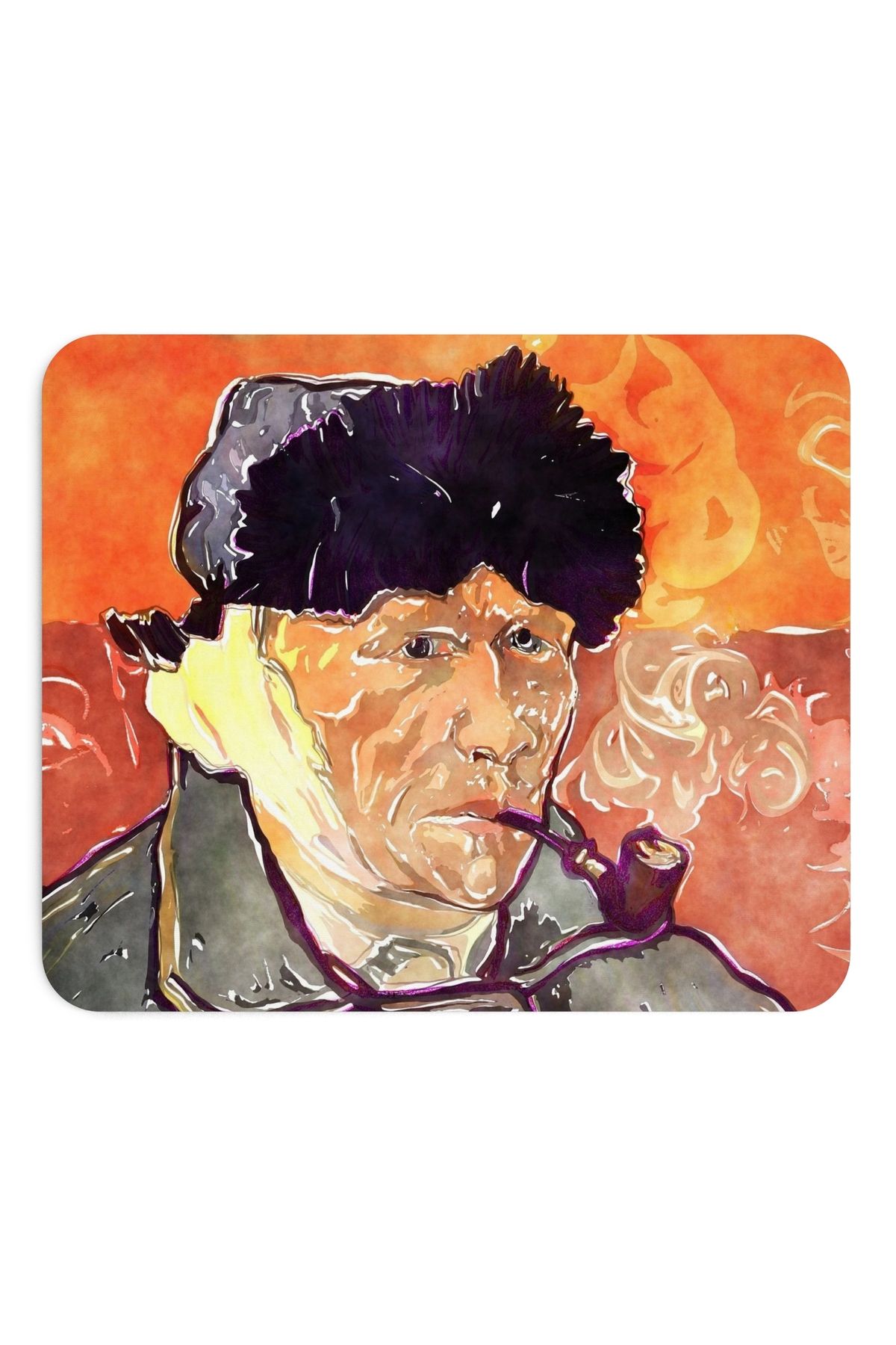 BASKIBAZAR Since 2020-Van Gogh - Self-Portrait Painting Printed Rectangular Mousepad with Bandage on the Ear 2