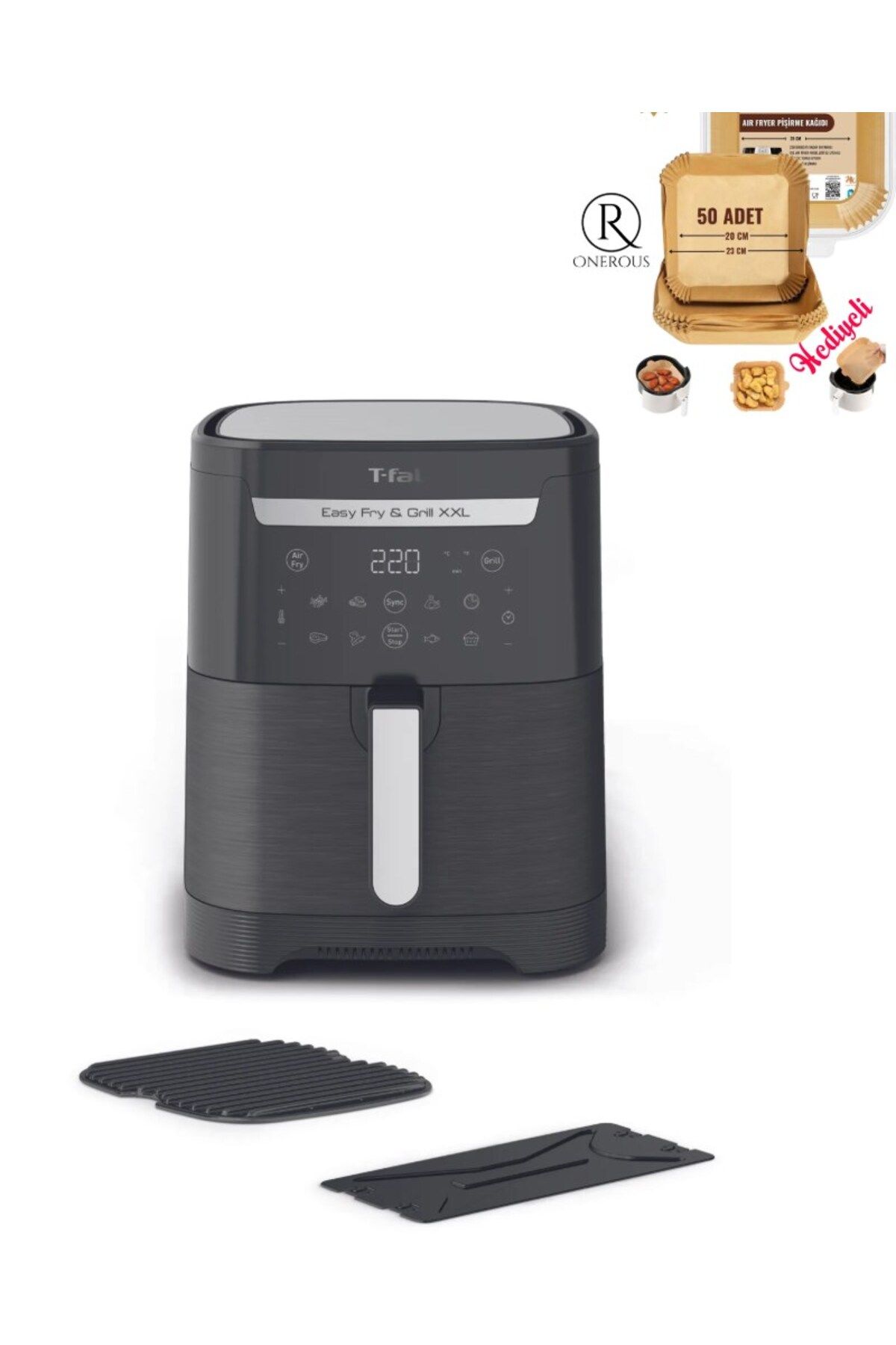 TEFAL Izgara ve Fritöz XXL Yağsız Airfryer, 6,5 Litre Kapasite EY8018 Easy Fry +Pişirme Kağıdı