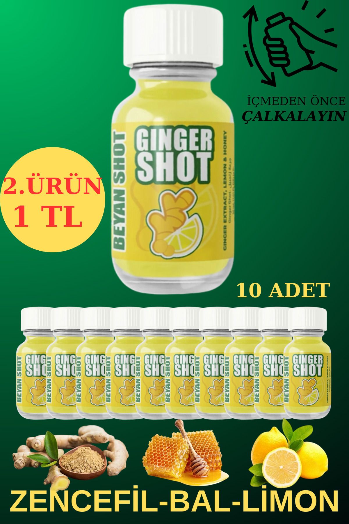 beyan herbs Zencefil Ginger Shot 10 Adet (CAM ŞİŞELİ)