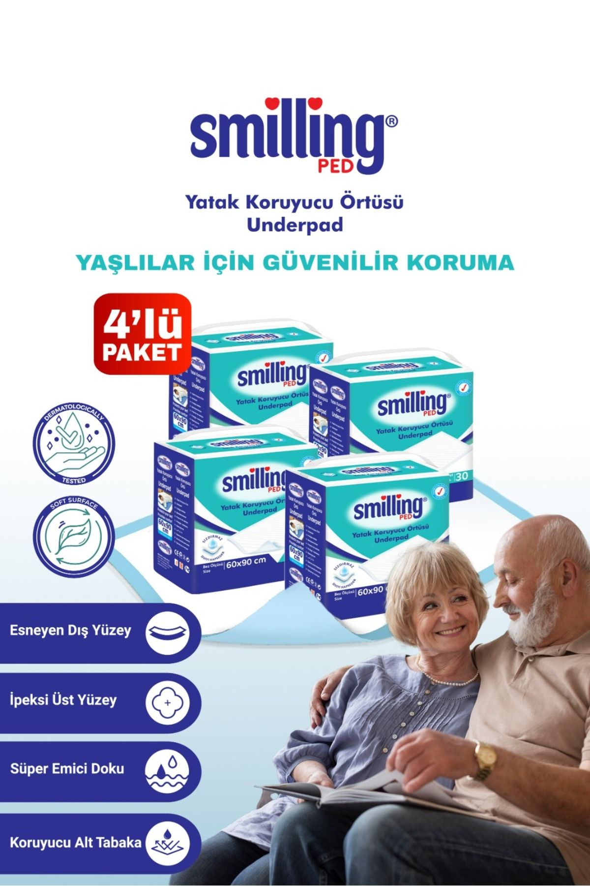 Smilling Pet Yatak Koruyucu Örtü 60x90 Cm 30 Lu 4 Paket 120 Adet