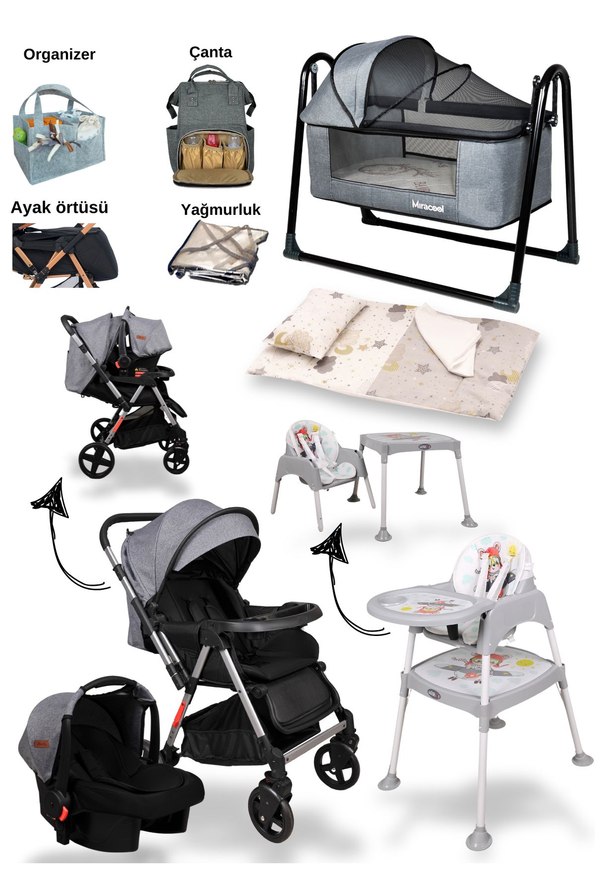 Joell Trendy Grey Bebek Arabası