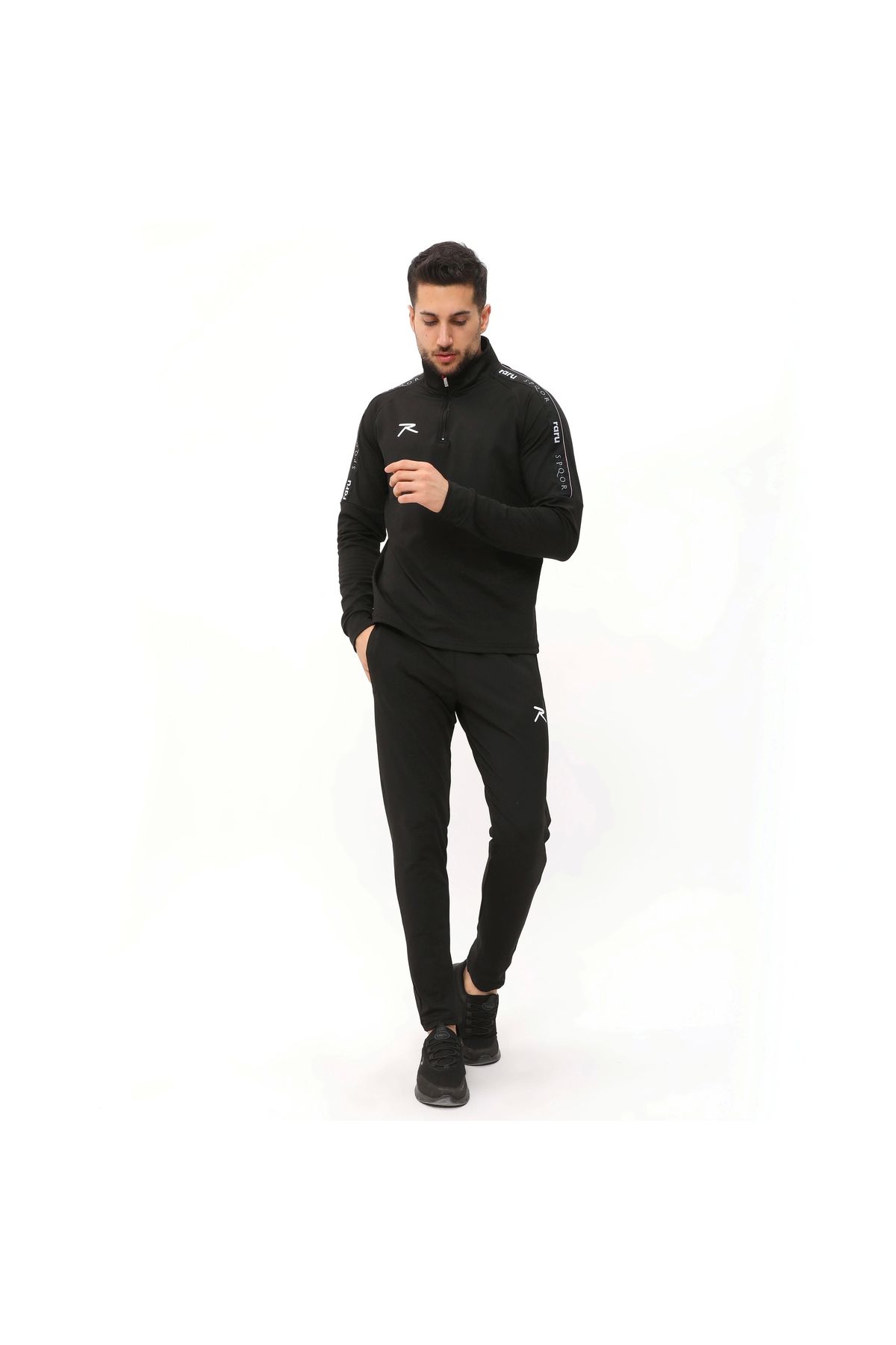 raru-طقم بدلة رياضية سوداء من Corpus - نصف سحاب 5