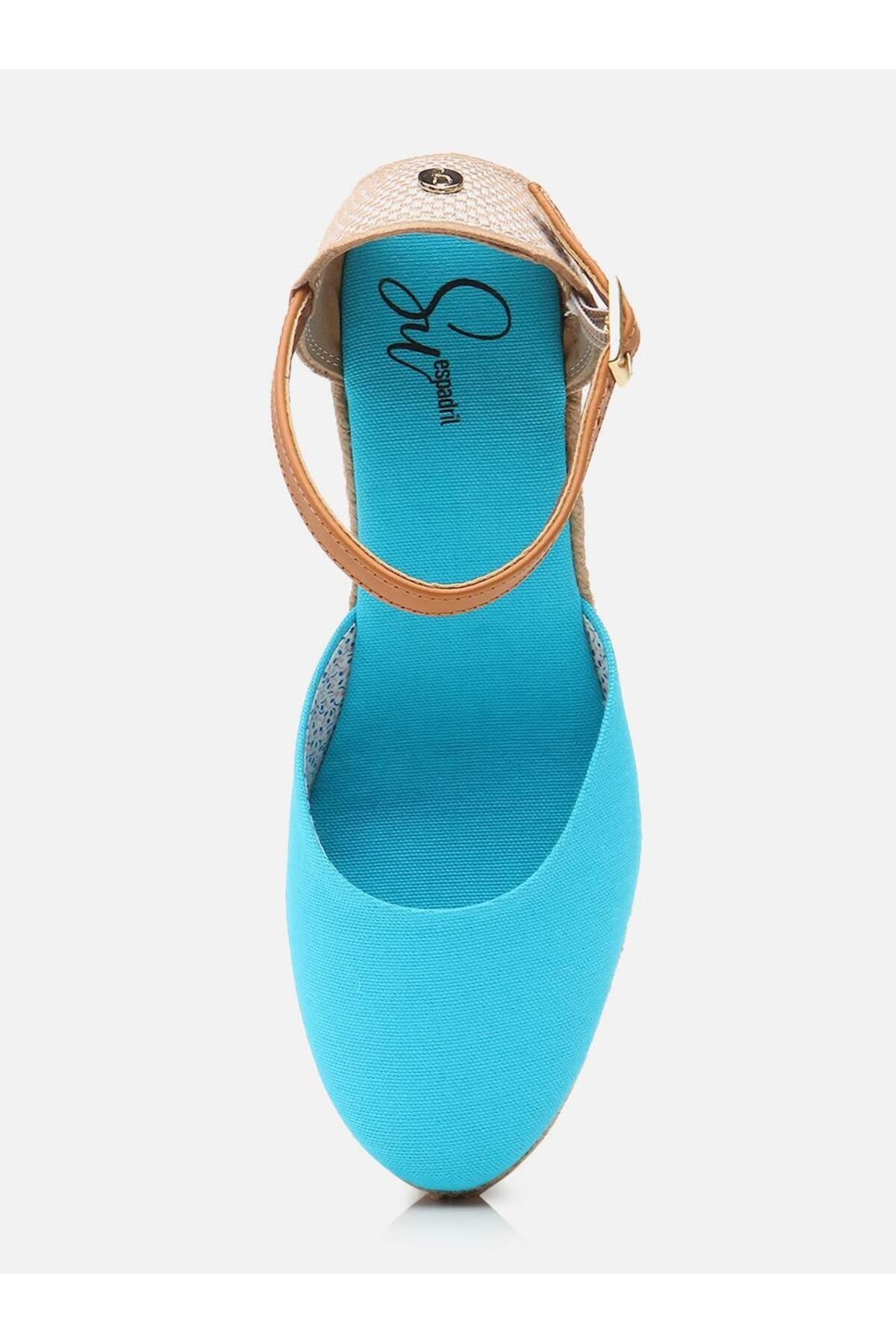 اسپادریل آبی زنانه فیروزه ای کیت پاشنه پا را پر می کنند Su Espadril