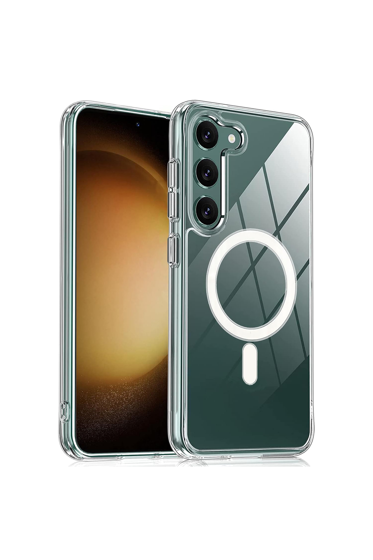 Samsung Galaxy S23 ile Uyumlu Magsafe Kablosuz Şarj Destekli Şeffaf Silikon Kapak