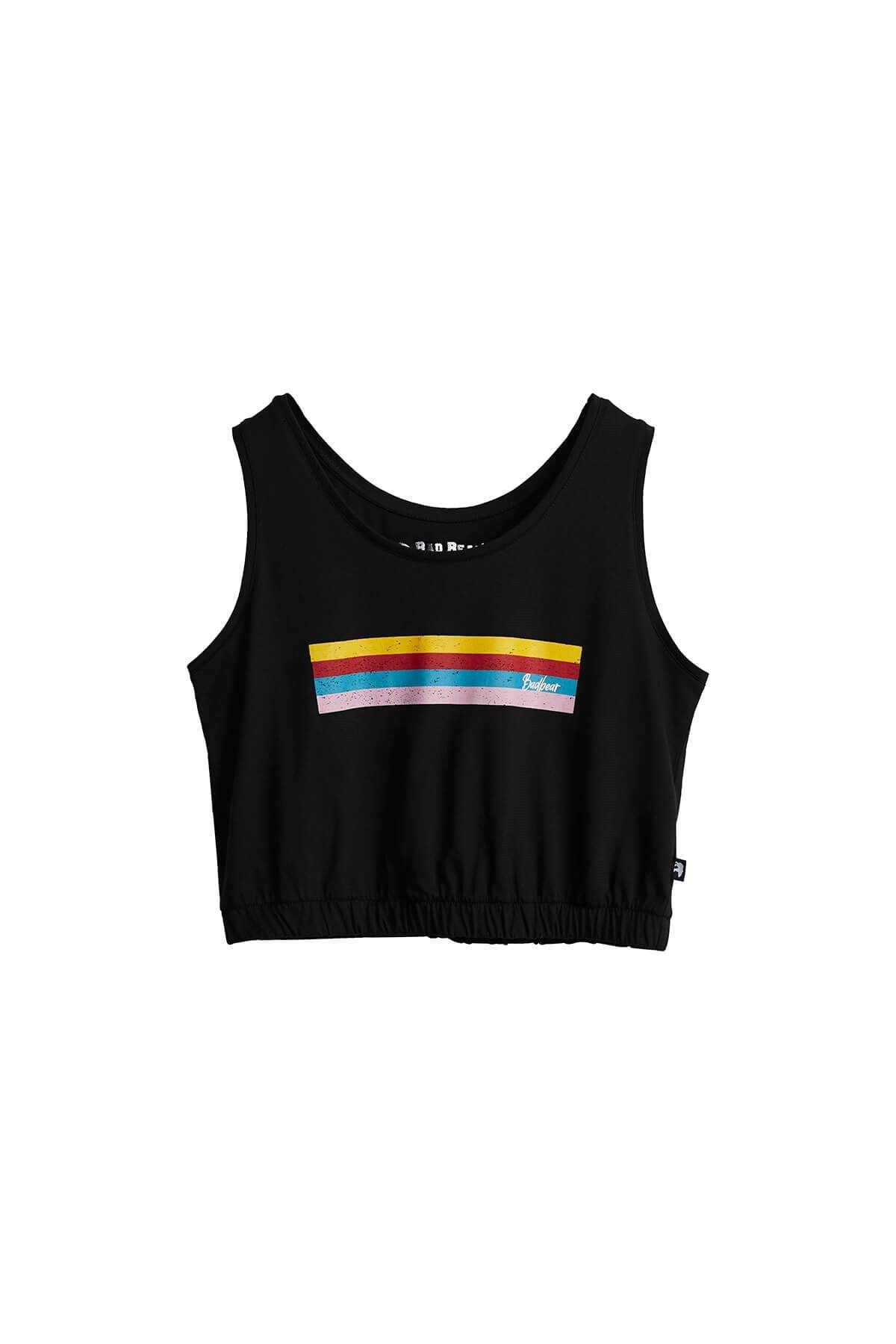 Bad Bear Kadın Raınbow Tank-top Crop - Siyah