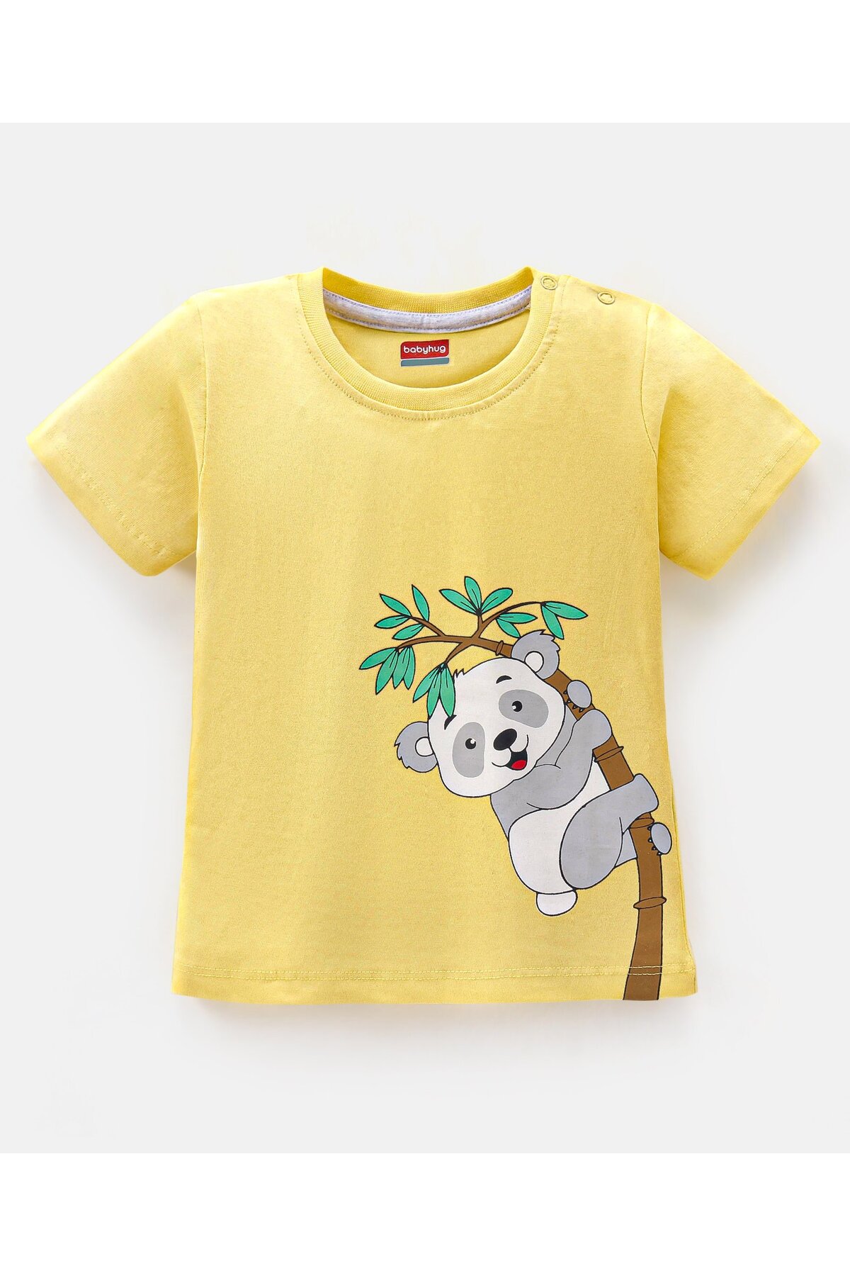 Babyhug Cotton Half Sleeves T-shirt With Panda Print Yellow for