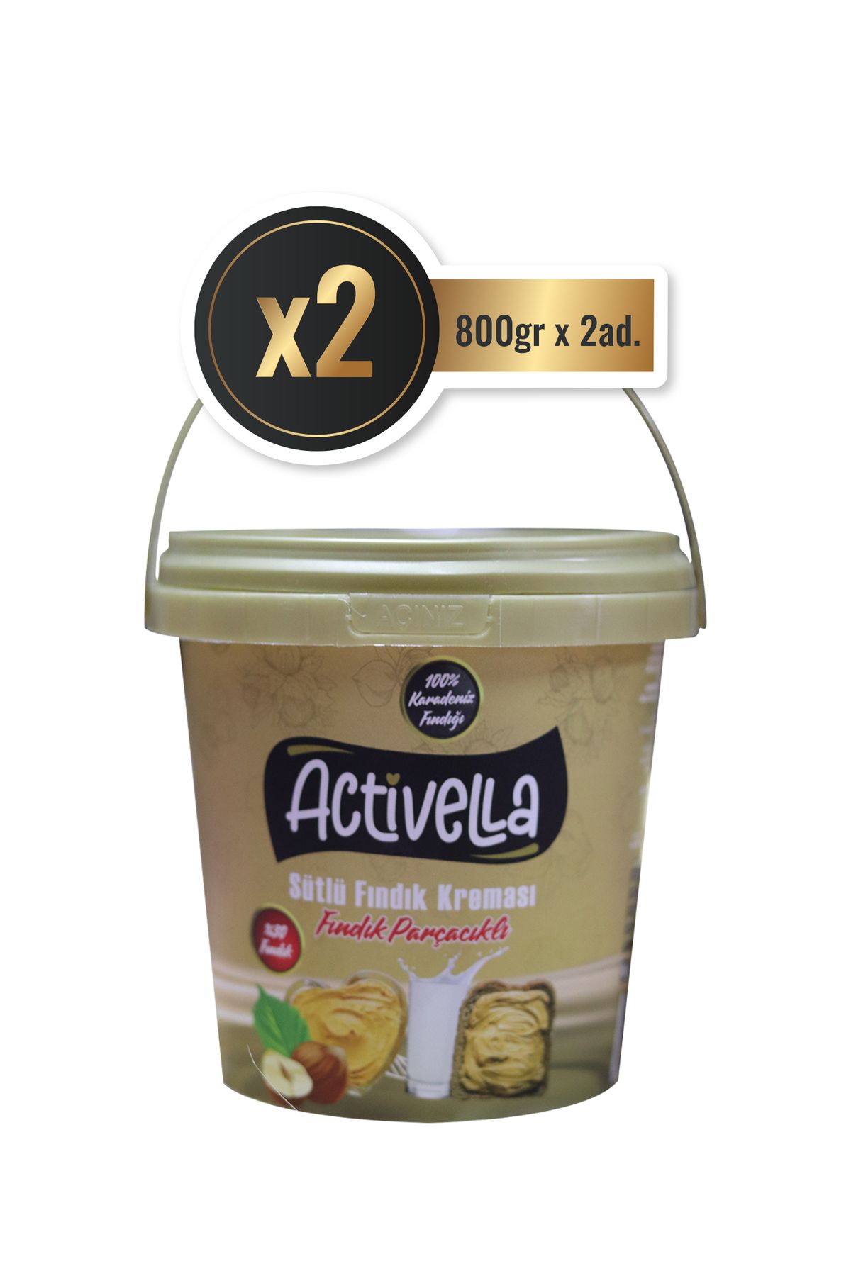 Activella Sütlü Fındık Kreması Parçacıklı 800gr %30 Fındıklı X2