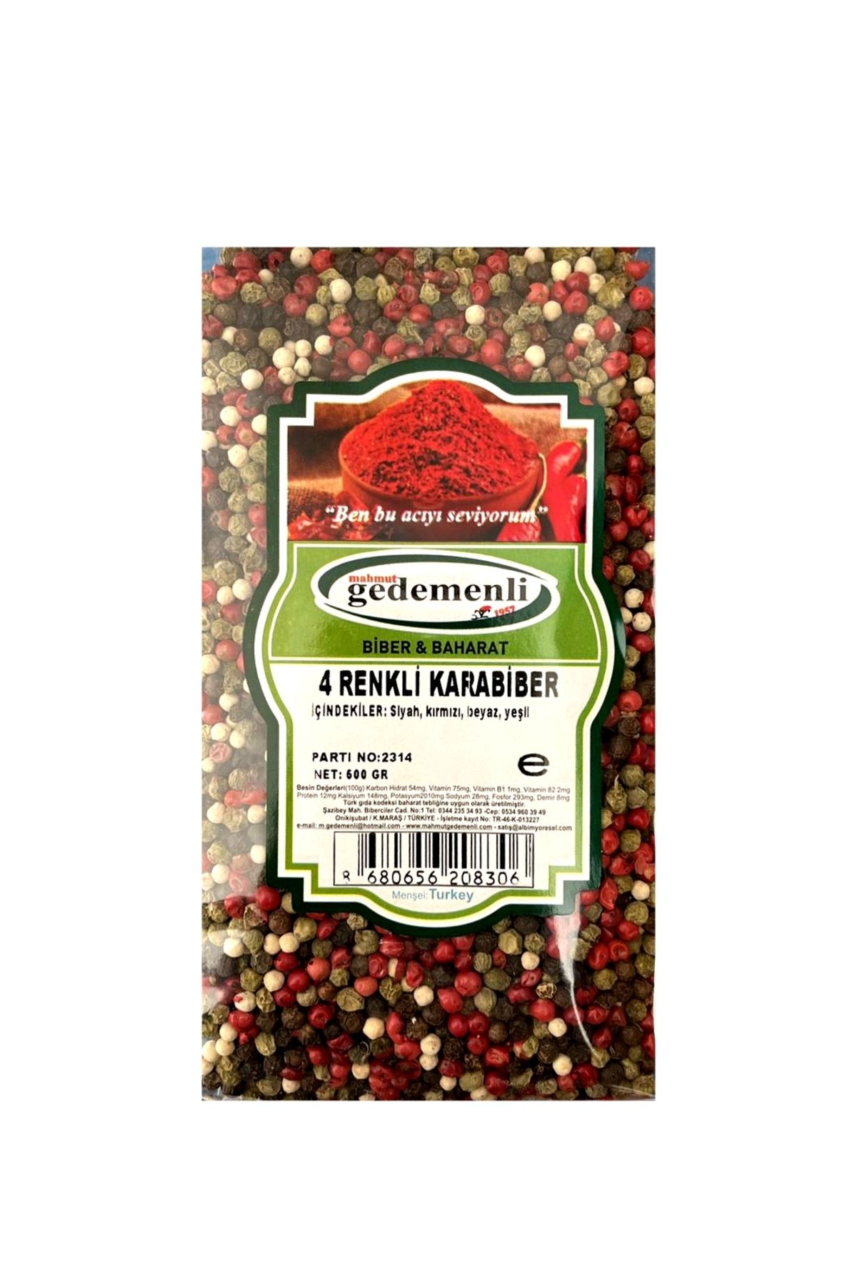 GEDEMENLİ 4 Renkli Karabiber 500 gr