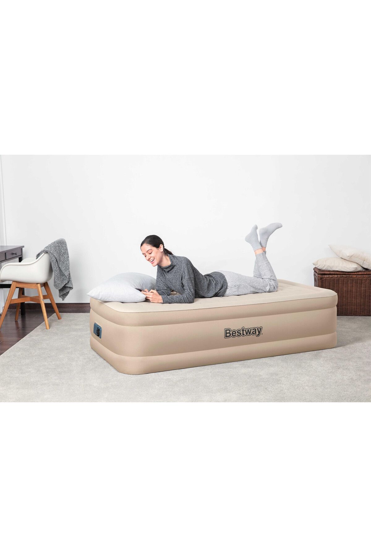 BESTWAY-سرير هوائي مزدوج مدمج بمضخة تيار متردد 191X97X46 سم 3