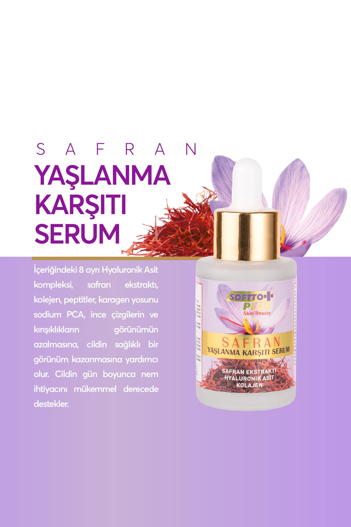سرم پوست ضد درد زعفران 30 میل Softto Plus